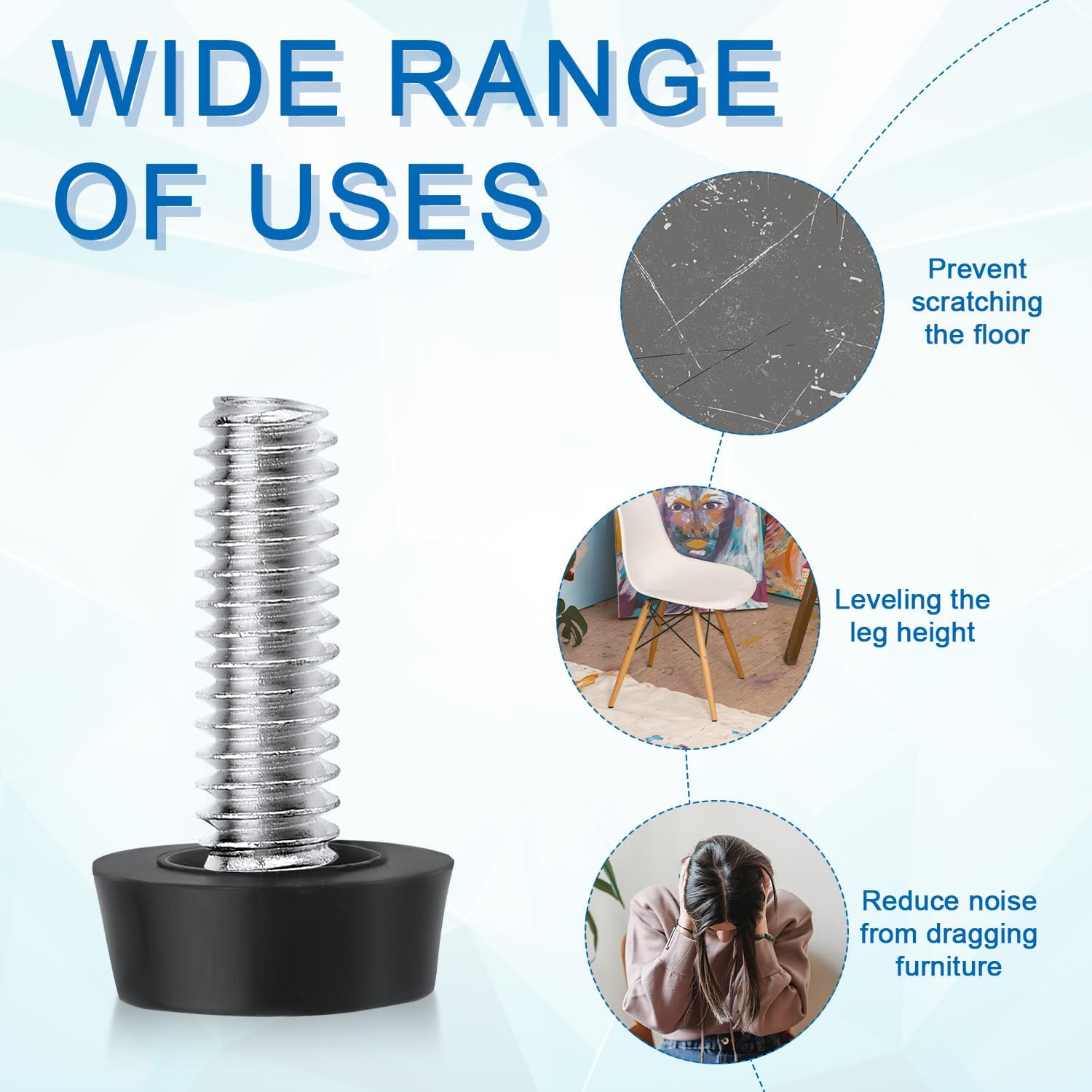 SAVITA 40Pcs Patio Furniture Replacement Feet, 1/4-20 Inch Adjustable Furniture Levelers Screw Galvanized Steel Glide Furniture Leveling Feet for Table Chair Cabinet Patio Furniture Legs image number 1