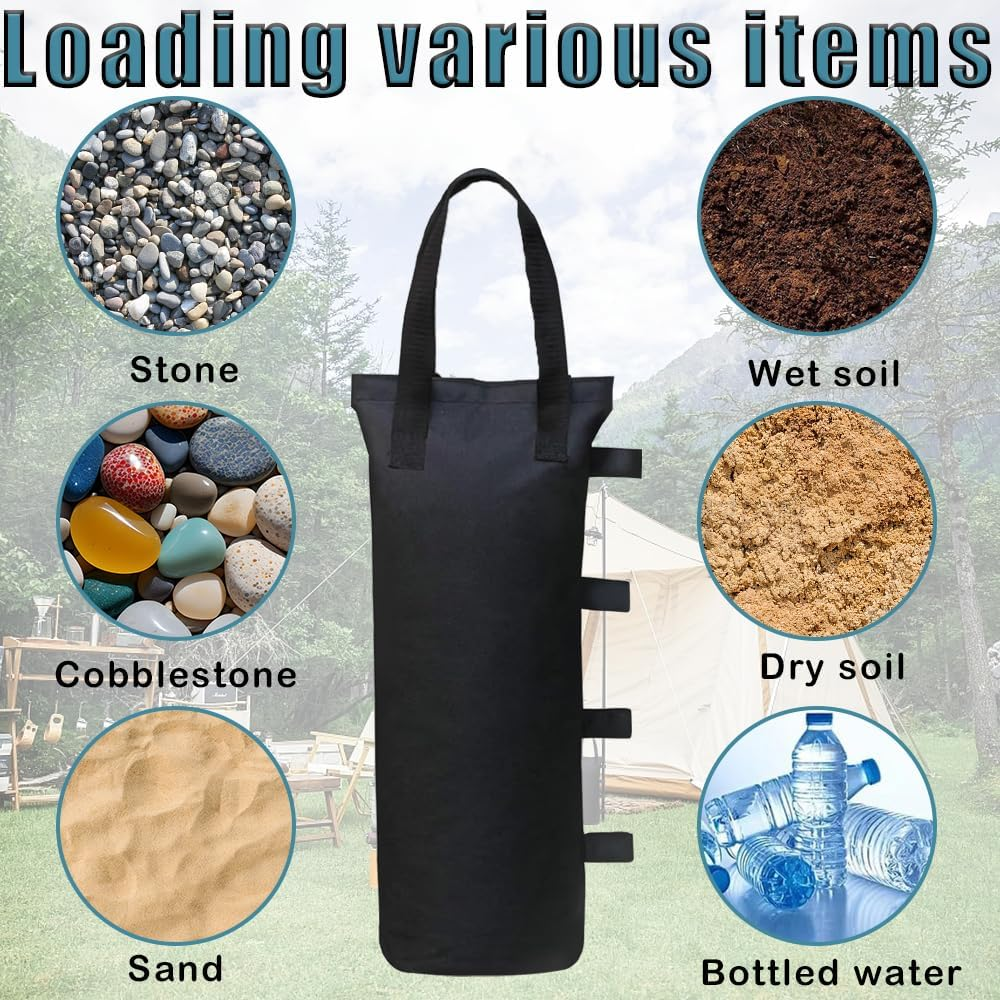 Cerkkapo Gazebo Sandbags, Pack of 8 Sandbags for Filling, 600D Oxford Thick Sandbag Weights for Gazebo, Weight Sand Bags for Gazebo, Sandbag for Pop-Up Gazebo, Tent, Parasol, 20 X 50 Cm image number 2