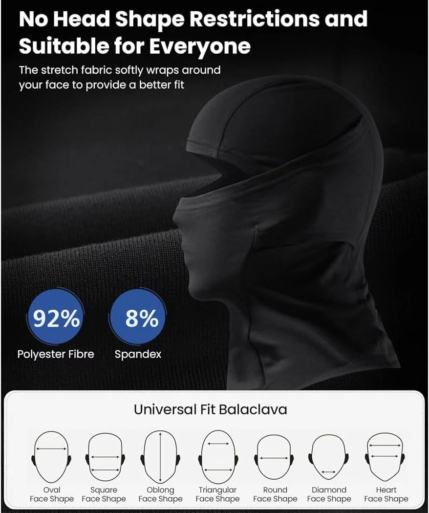Idopick Face Mask Ski Mask for Men & Women, Balaclava Ski Mask Winter Windproof Thermal Face Cover with Neck Gaiter for Snowboarding Motorcycling Outdoor Activities Black image number 1