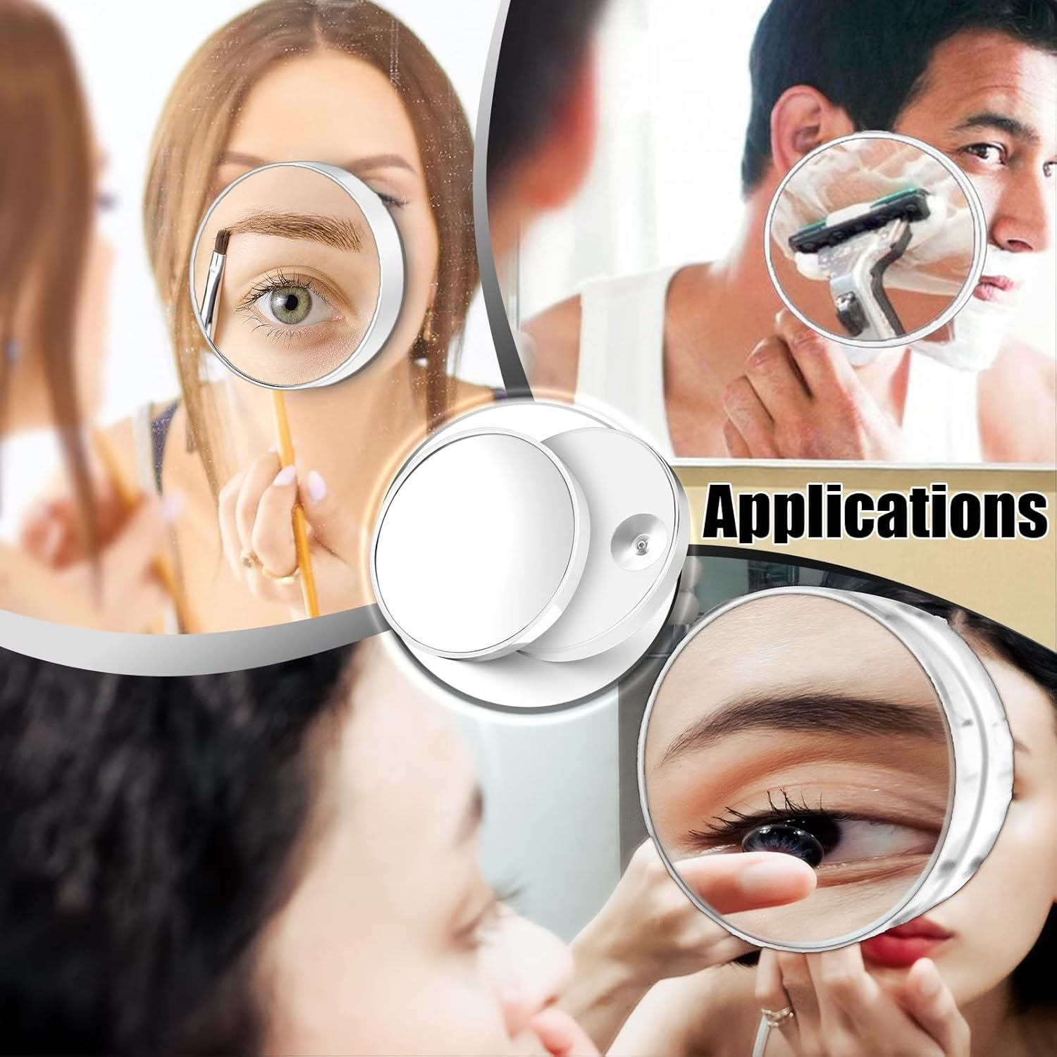 30X Magnifying Mirror, 3.4 Inch Magnifying Makeup Mirror, Travel Magnifying Mirror for Eyes Makeup, Eyebrow Tweezing, Shaving (White) image number 4