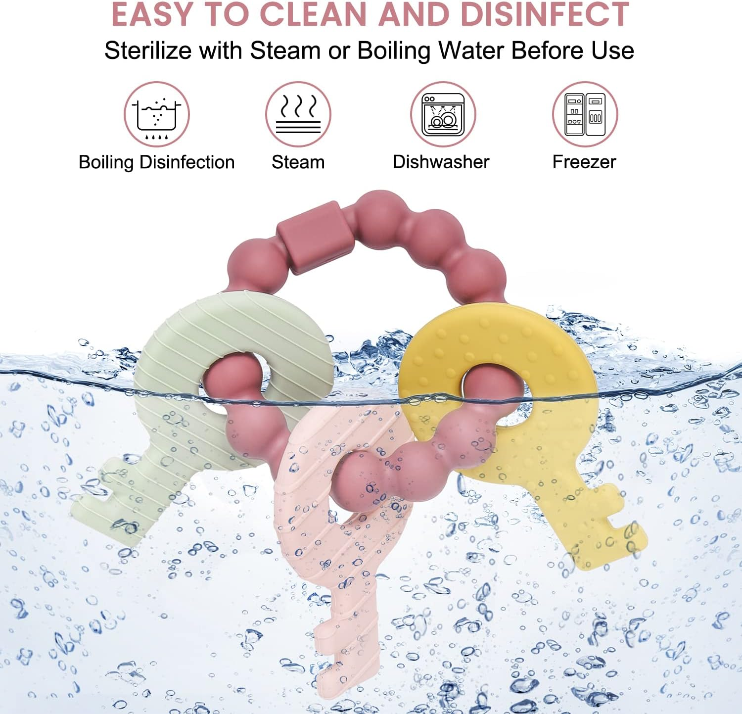 Silicone Teething Toys for Baby 3 Months, Choking-Proof Design, 100% Food-Grade Silicone, Infant to Toddler Teether, Essential Stuff for Baby Boy and Girl