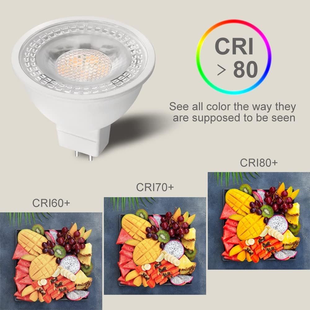 FTL MR16 LED Bulb 5000K Daylight White 12V 50W Equivalent Halogen Replacement GU5.3 Pin Base 5W 5000K Daylight White Non-Dimmable for Landscape and Track Lights,6-Pack image number 3