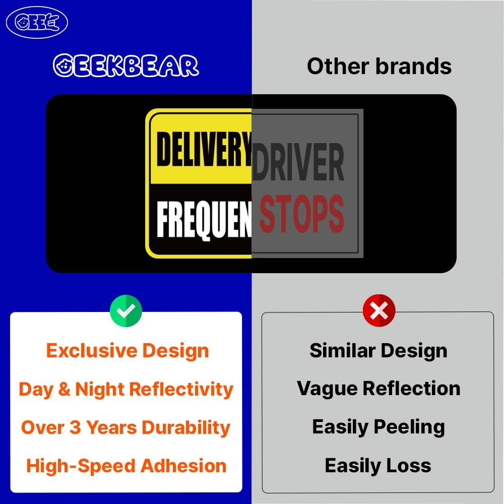 GEEKBEAR Delivery Vehicle Frequent Stops Sign (Yellow/Black, 2 Pack) - Reflective, Strong Magnetic Hold, Durable, Eye-Catching Design, Gift-Ready image number 6