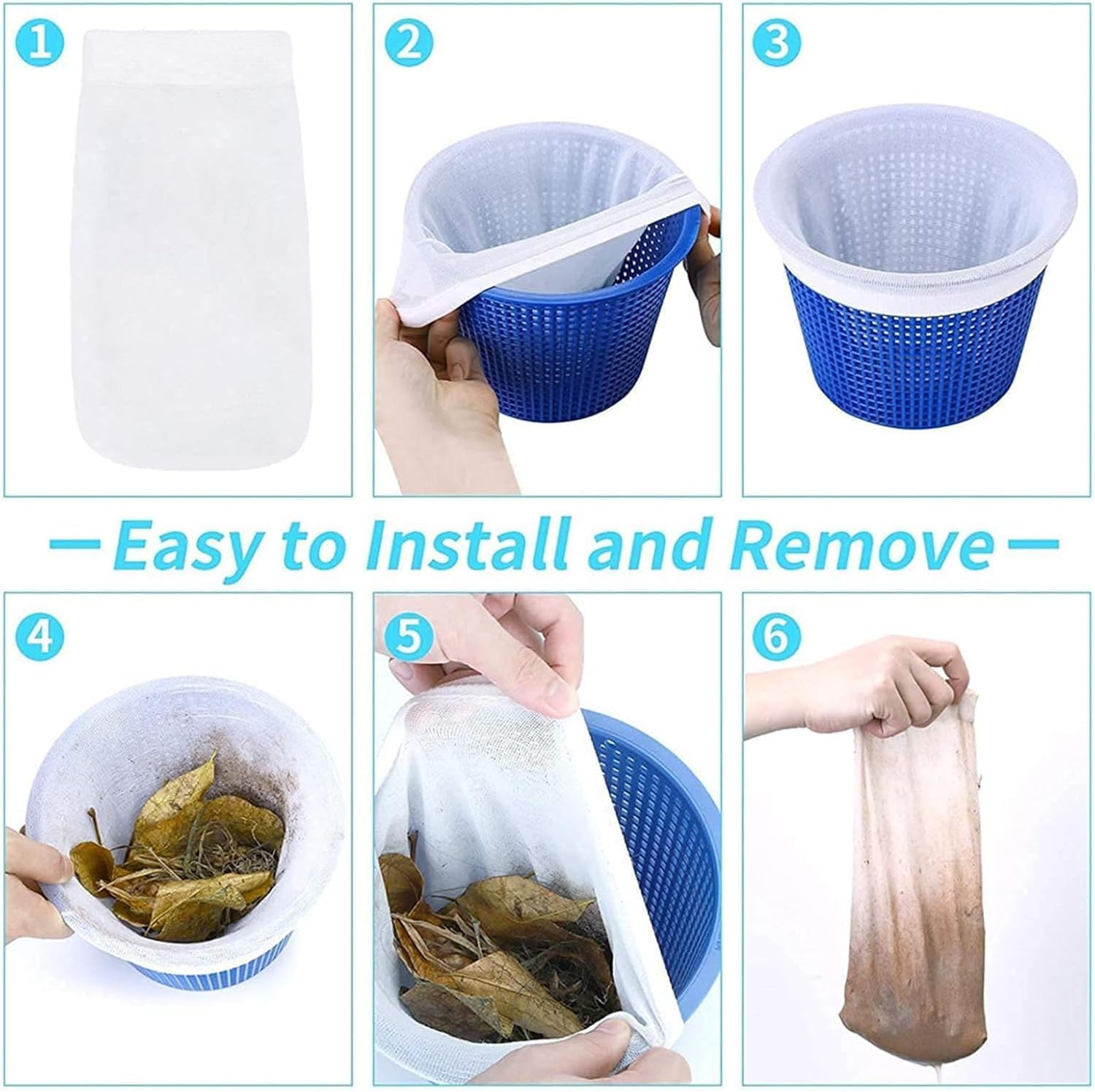 20 Pcs Pool Skimmer Socks, Fine Mesh Filter Socks for Skimmer Basket - Capture Debris, Leaves & Fine Particles for In-Ground, above Ground Pools & Hot Tubs image number 2