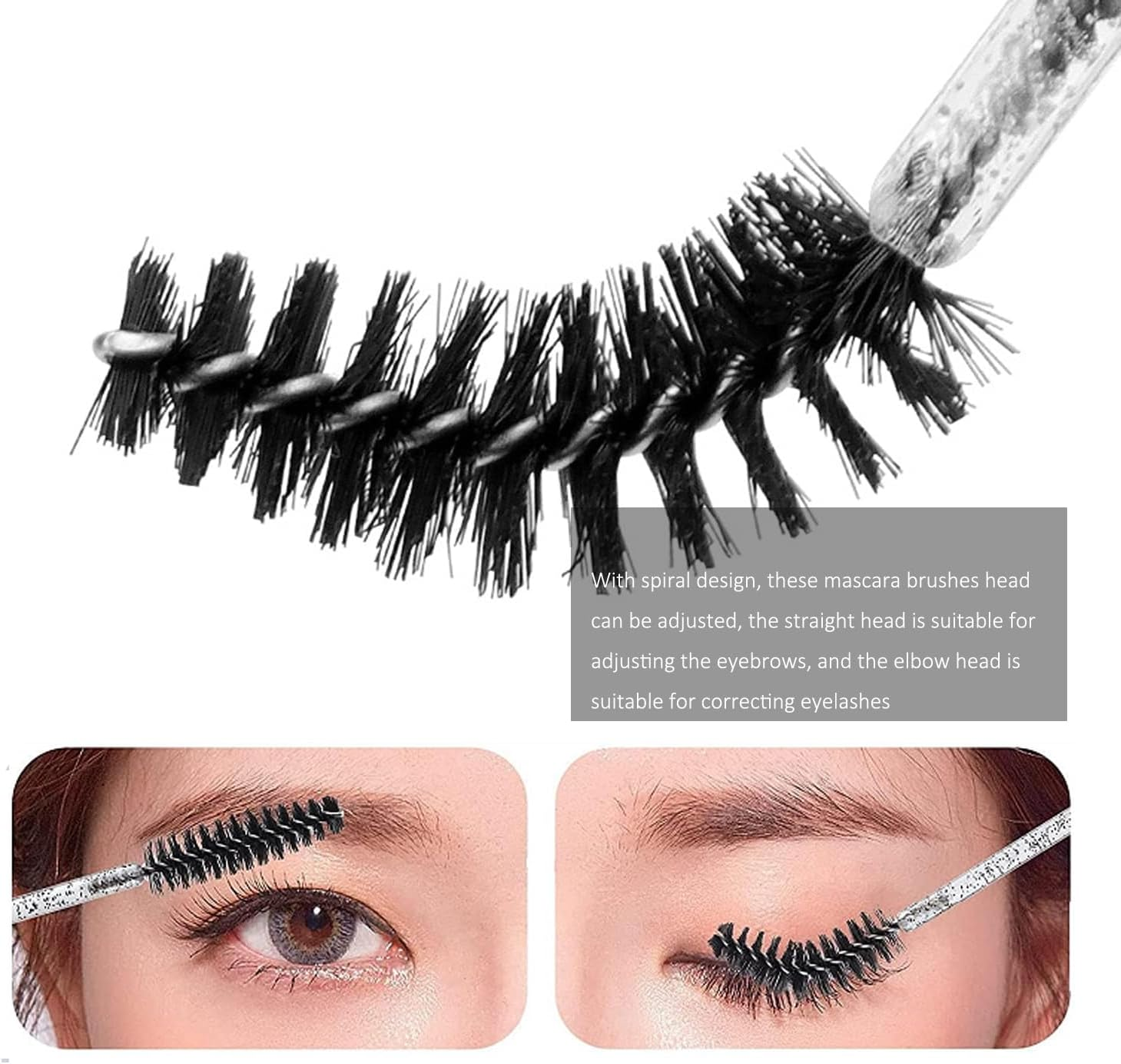 H HOME-MART 100 Pcs Eyelash Mascara Applicator Wand Brush Spoolies, Eyebrow Brush, Spoolie Brushes for Eye Lash and Brows image number 2