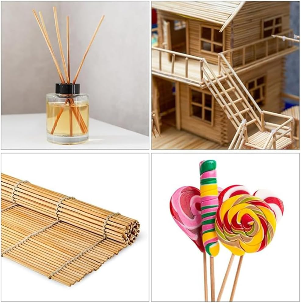 150Pcs Wooden Sticks,Natural round Wood Dowel Rods 1/8 X 12 Inch,For DIY Crafts Model Making(300X3Mm) image number 5