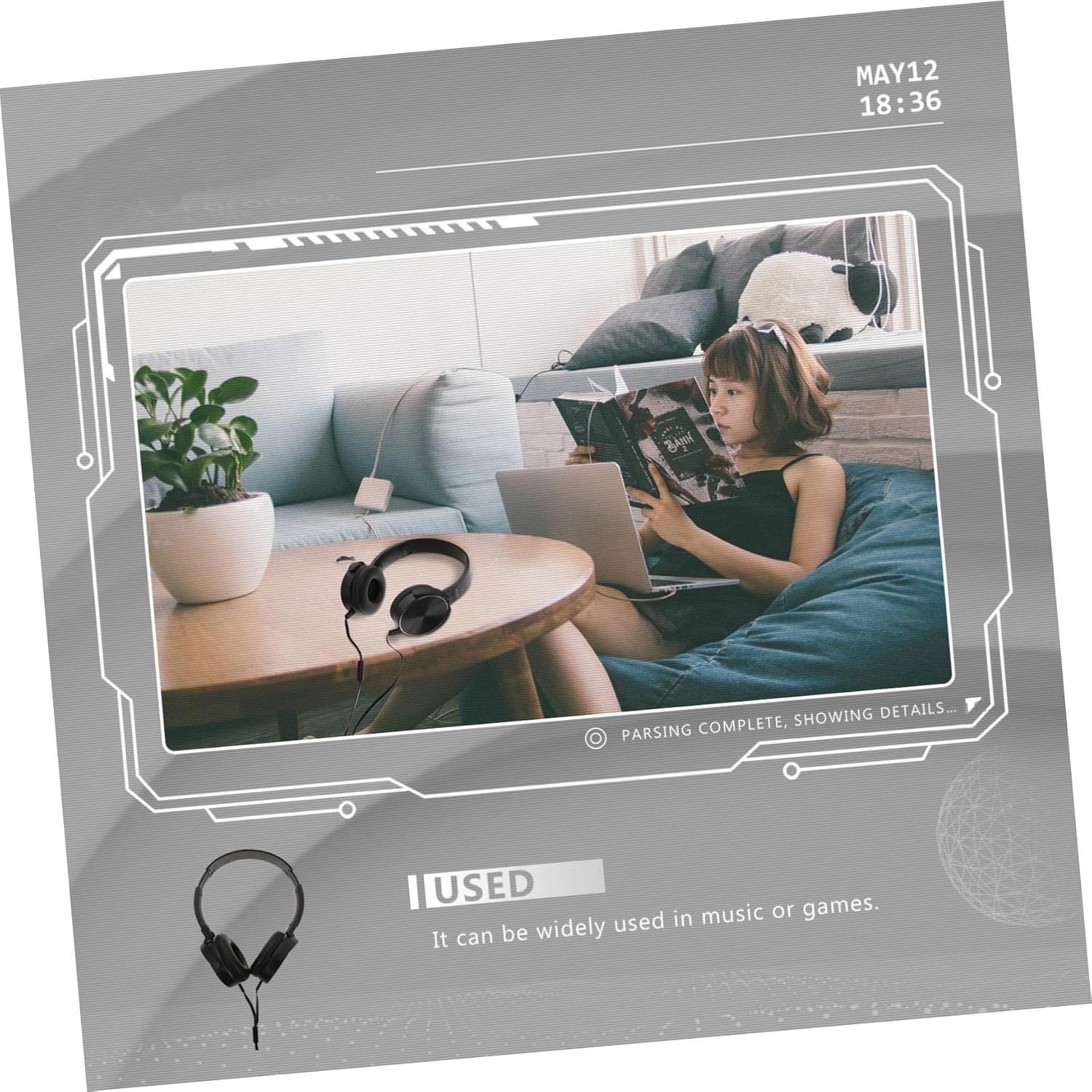 LALAFINA Wired Stereo Headset with Microphone for Gaming and Phone Calls, Over-Ear Head-Mounted Design, Black, Suitable for Laptop and Computer Use image number 3