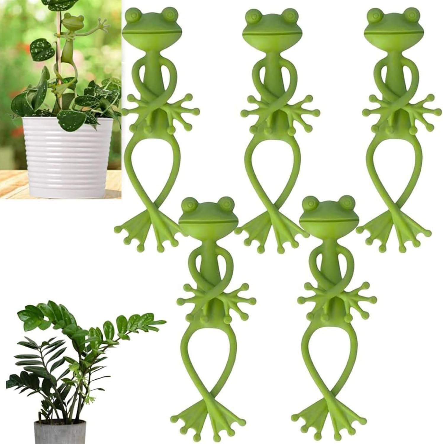 Frog Plant Stand, Frog Plant Holder, Flower Pot Hugger Plant Climbing Fixture Clips, Cute & Stable Support, Make Your Plants Stand More Upright, for Indoor, Outdoor(5Pcs) image number 5