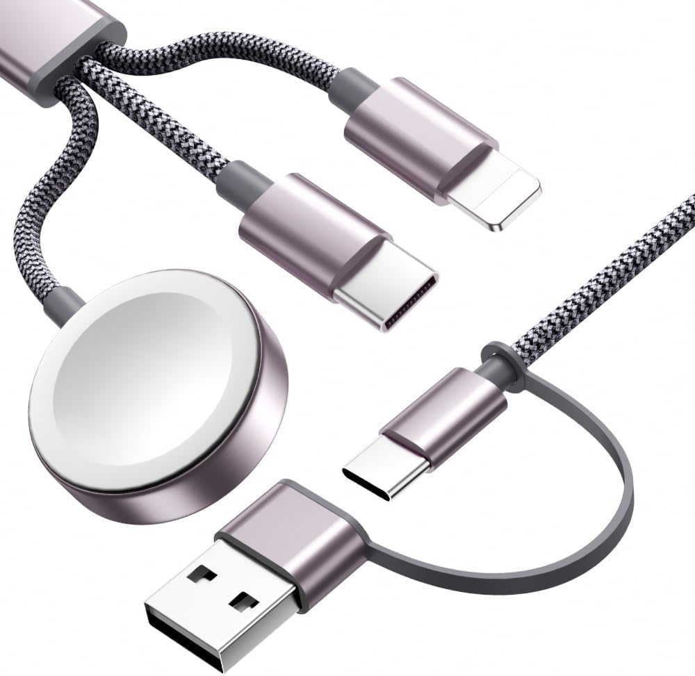 Mchifrys 3-In-2 Charger Cable for Apple Watch & Iphone, USB-C Multi Charging Cord, Compatible with Iphone 17&ndash;12, Iwatch Ultra/Se/10&ndash;1, Lightning/Type-C, 1.25M Travel Cable image number 4