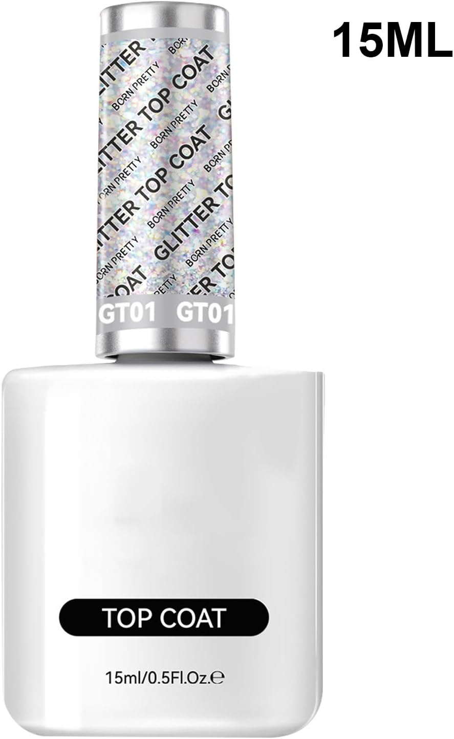 Gel Nail Polish - Glitter Top Coat | Base Coat |15Ml Soak off Gel with Glitter Shine for Long Lasting Salon Results at Home Travel Parties Compact Nail Varnish Bottle image number 6