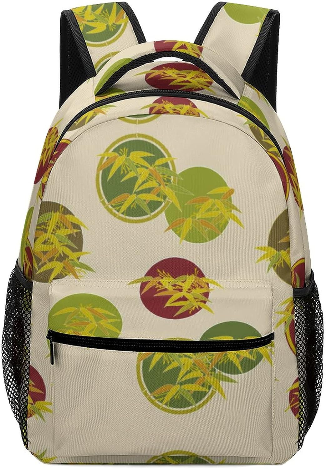 Children'S Backpack Decorative Texture Bamboo Leaves Cute School Backpack for Girls Middle School,Nylon Student Backpacks Bulk,Adjustable Shoulder Waterproof image number 3