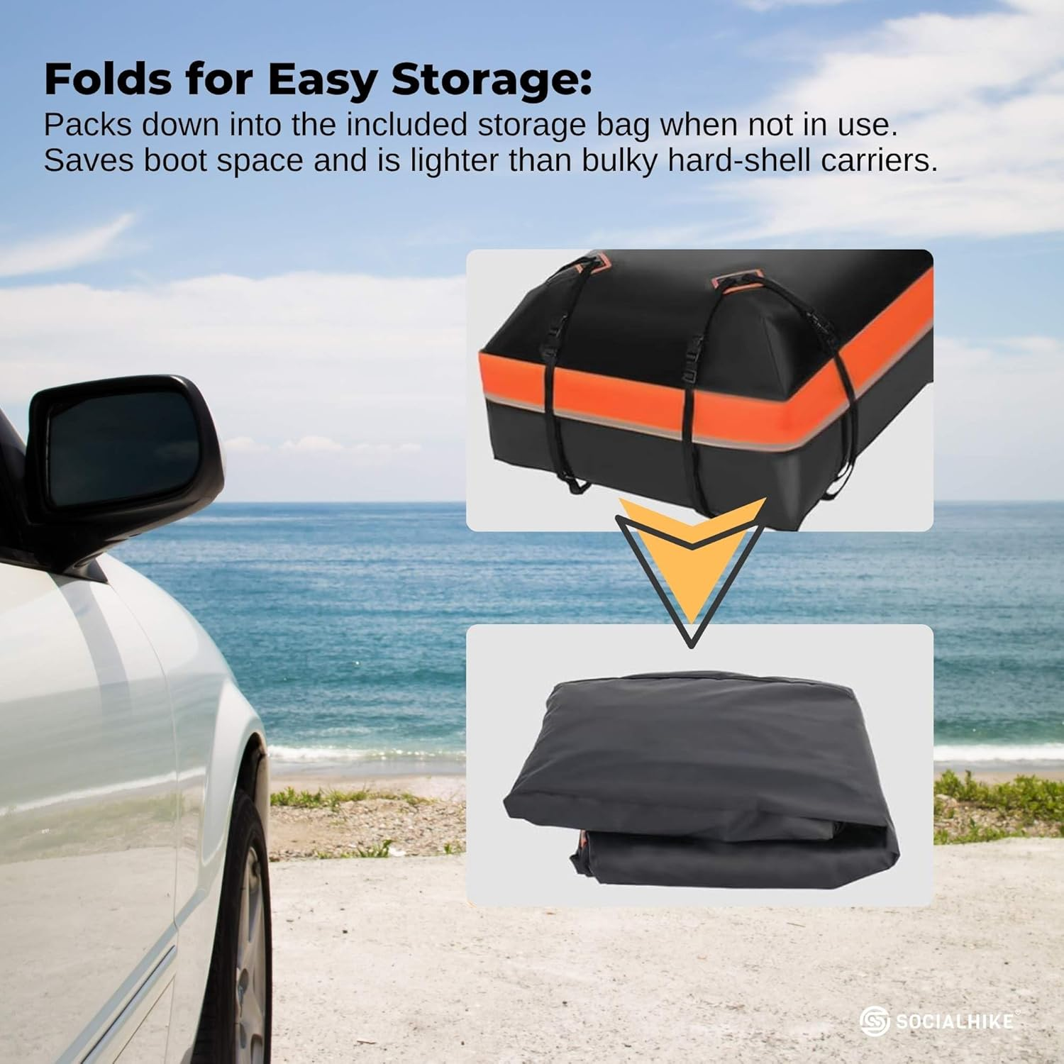 428L Car Rooftop Storage Carrier - Soft-Shell Waterproof Roof Bag image number 4