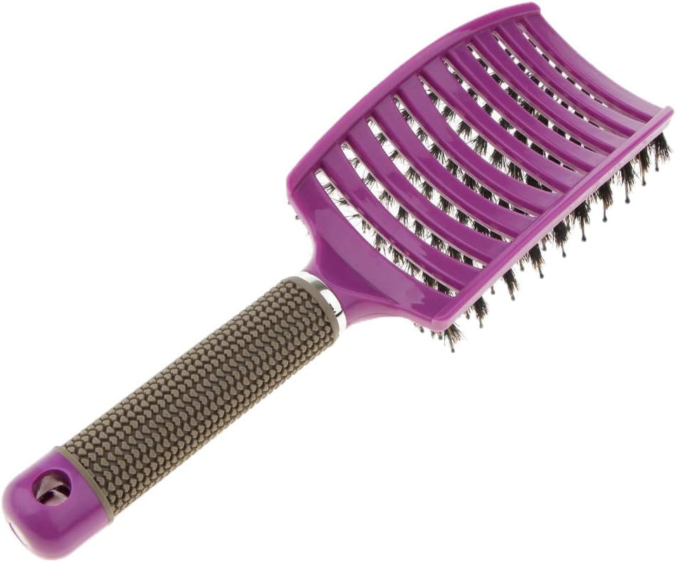 Magideal 2 Pieces Soft Bristle Hair Brush - Curved, Vented Detangling Hair Brush for Women Long, Thick, Thin, Curly & Tangled Hair