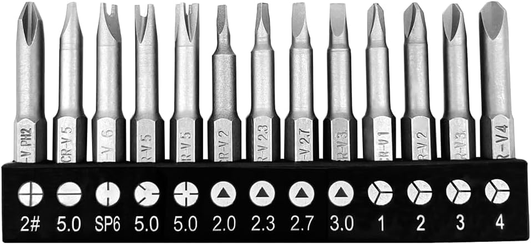 Saipe 13Pcs 50Mm Magnetic Special Shape Screwdriver Bit Set (Phillips, Slotted, Spanner, Y-Type, Triangle, Inner Cross, 3-Points) 1/4 Inch Hex Shank for Power Screwdriver Drill Impact Driver