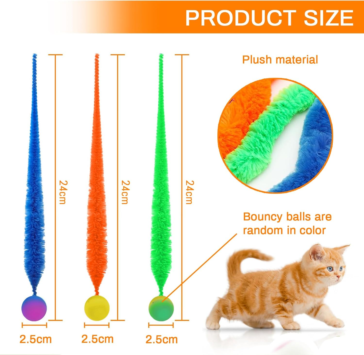 Lilbitty Interactive Toy for Cats: Colorful Bouncy Ball Game with Pom Poms for Crafts and Intelligence Toys, Provides Fun and Entertainment for Indoor Use image number 5