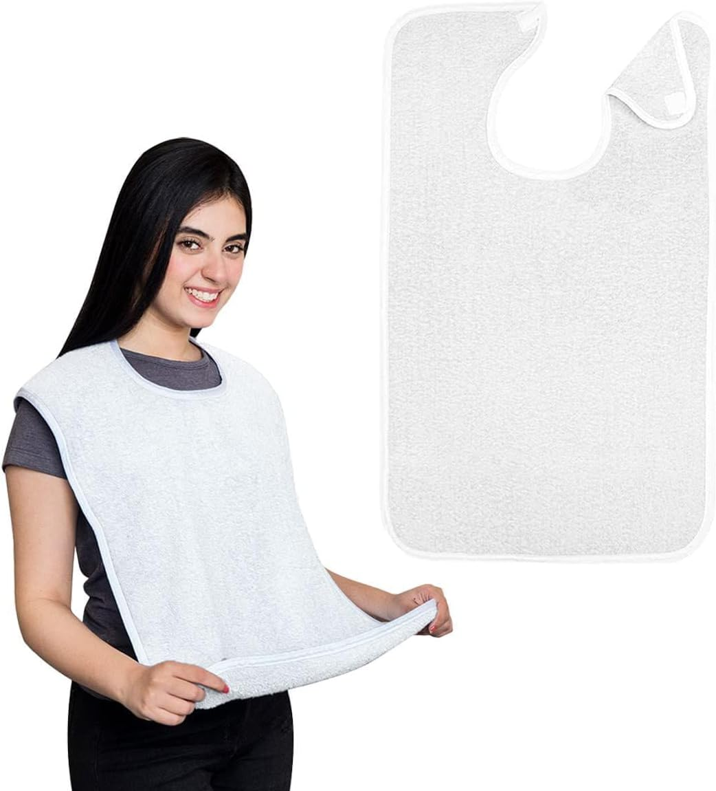 Adult Bibs for Women & Men Unisex Bibs for Elderly Eating - Washable & Absorbent image number 3
