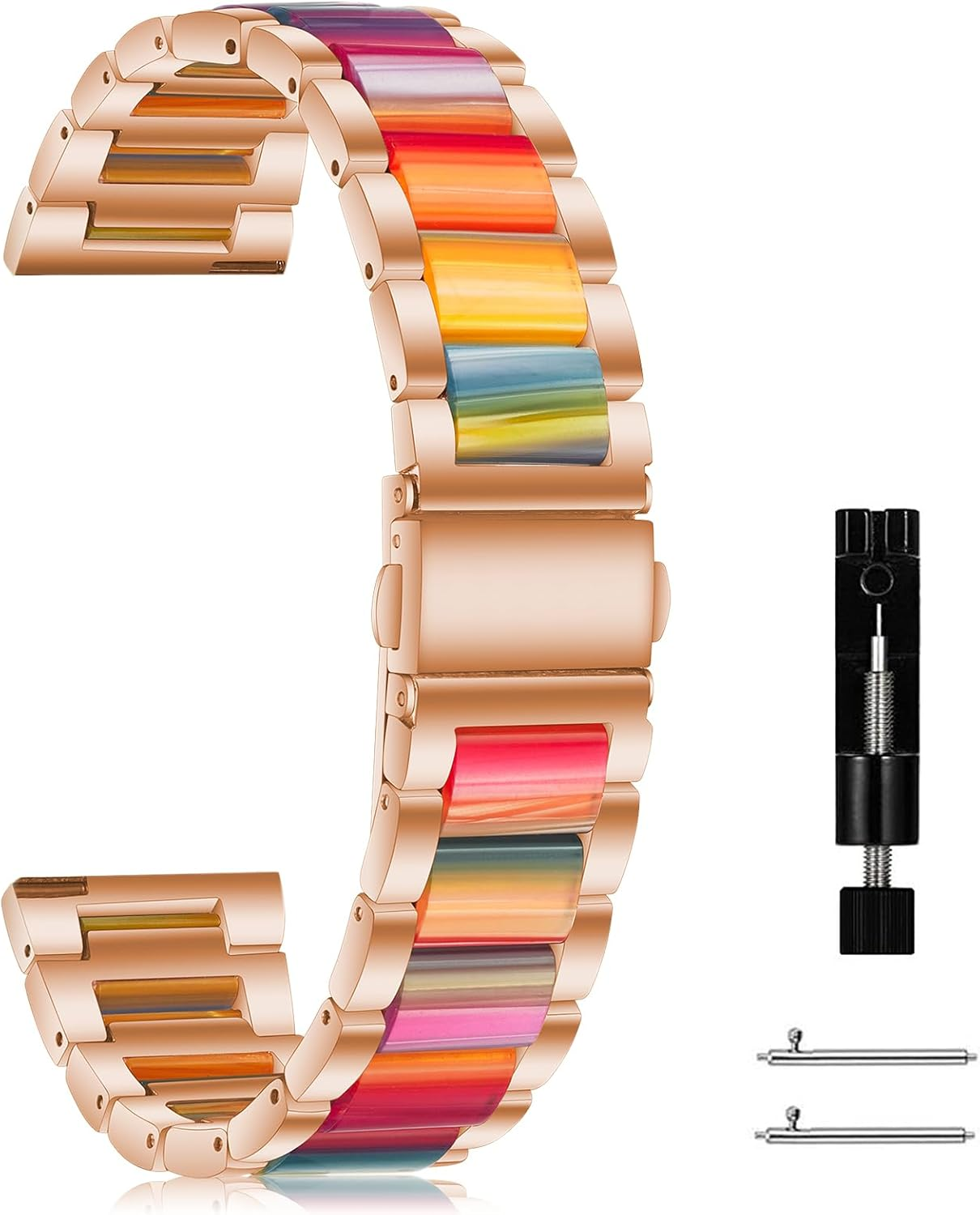 Maeiol 18Mm Armband F&uuml;r Huawei Watch GT 5 41Mm / Huawei Watch GT 4 41Mm, Harz Armband Resin Edelstahl Metall Armb&auml;nder F&uuml;r Garmin Venu 3S / Garmin Forerunner 265S /Forerunner 255S image number 3