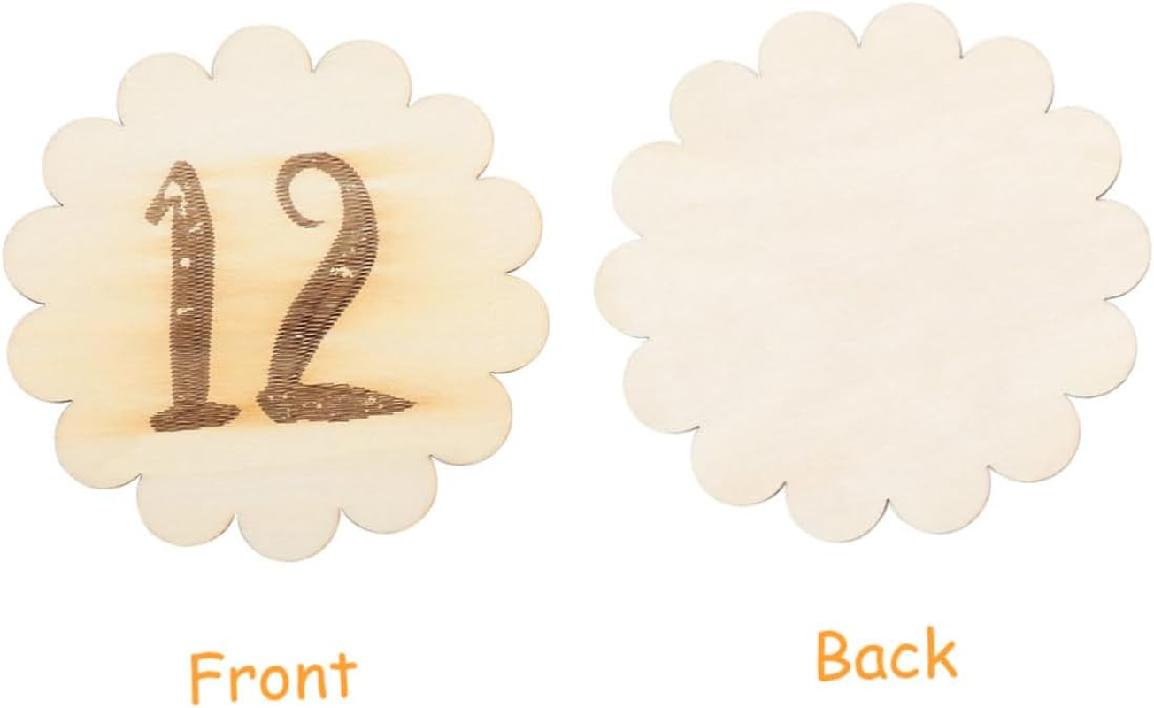 Yardwe 36 Pcs Monthly Milestone Cards Wooden Lace Numbers Newborn Photography Props Creative Birthday Announcement Shower Keepsake image number 1