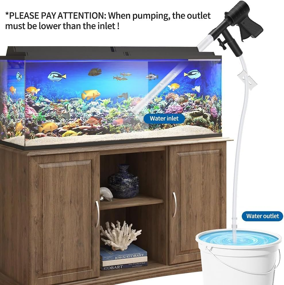 Mumoo Bear Fish Tank Gravel Cleaner,Newly Upgraded Fish Tank Water Changer with Air Pressure Button Long Nozzle Water Flow Controller for Fish Tank Cleaning Gravel and Sand