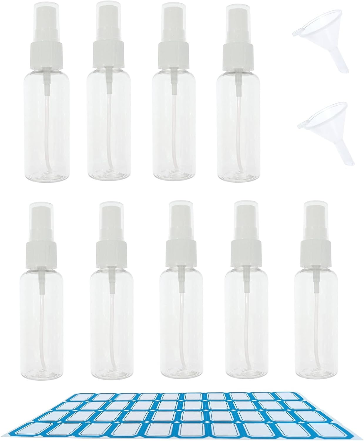 7PCS Spray Bottle, 100Ml Plastic Refillable Spray Bottle Clear Empty Fine Mist Atomiser Travel Bottle with Funnel and Labels for Cleaning Make-Up Cosmetic Hair image number 5