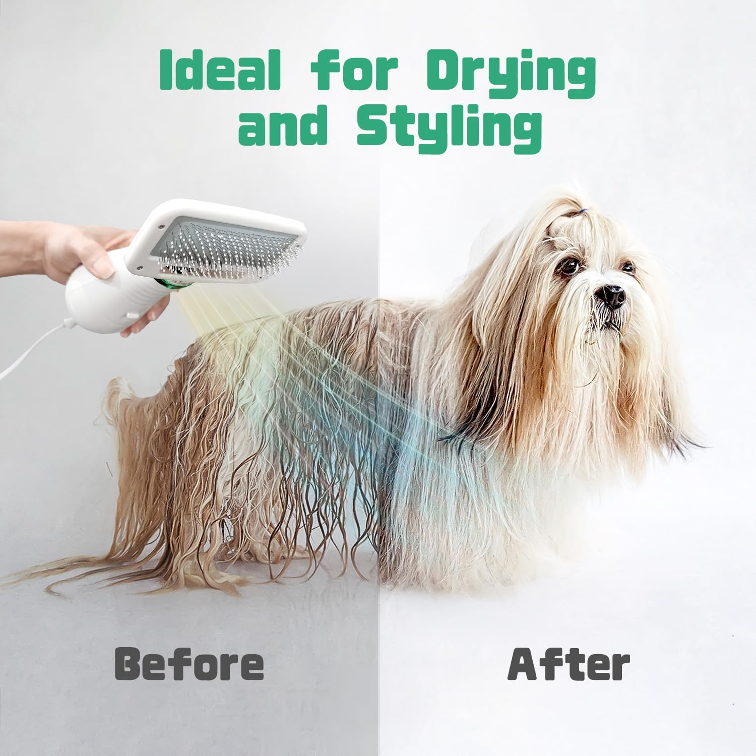 Dog Hair Dryer, 2-In-1 Dog Blow Dryer with Slicker Brush, 300W Pet Hair Dryer for Small and Medium-Sized Dogs and Cats, Dog Grooming Dryer Portable ＆ Adjustable Temperature image number 3