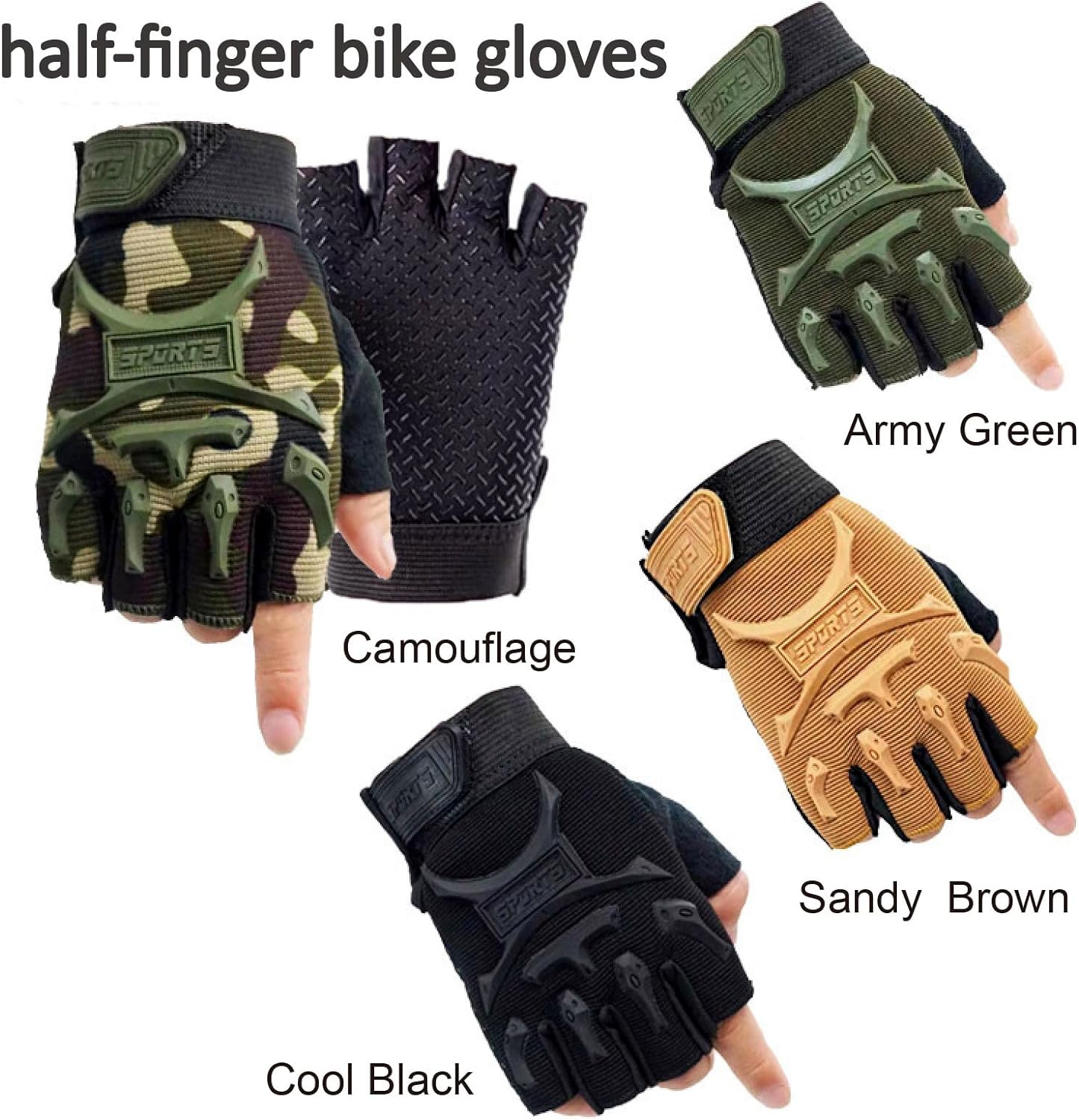 Kids Boys Girls Sport Bike Half Finger Cycling Gloves Mittens Breathable Non Slip Fingerless Riding Shockproof Sports Training Gloves UV Protection Outdoor Skateboard Gloves for 5-9Y image number 2