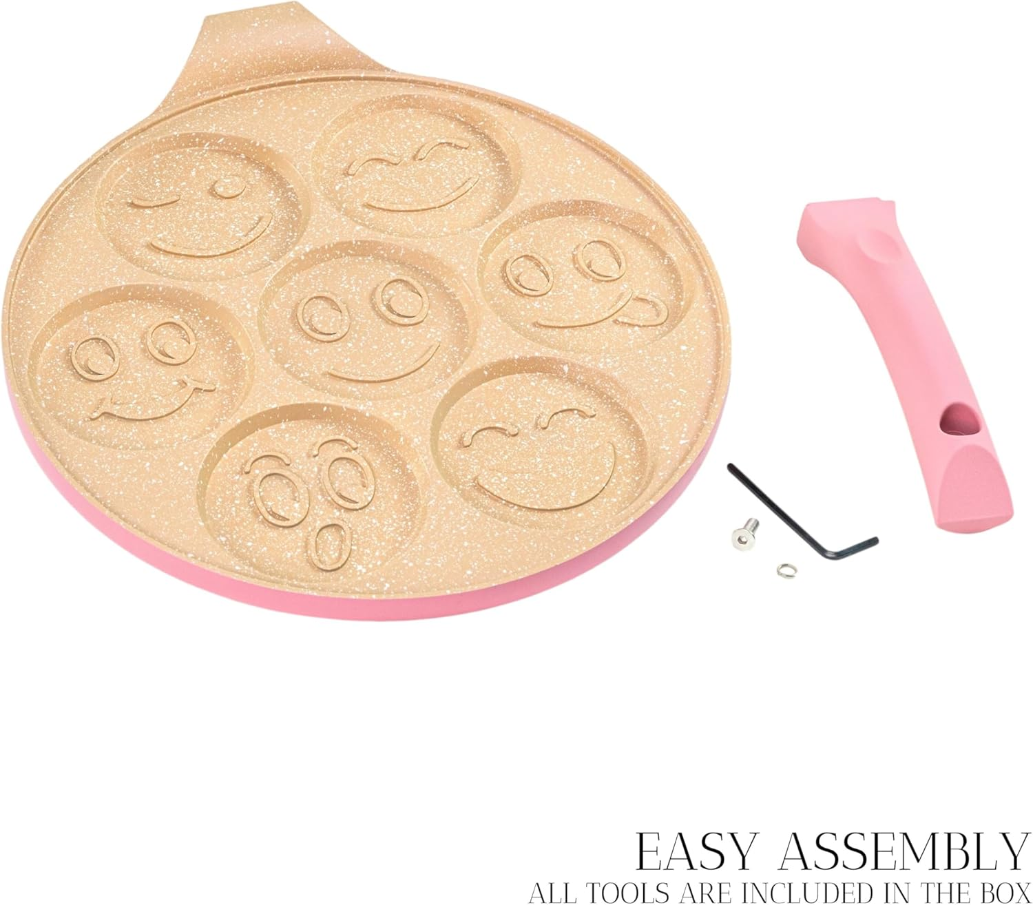 Erreke Pancake Pan, Non Stick Crepe Pan, All Types of Kitchens and Induction Hobs, Fun Design for Kids and Cooking, Soft Touch Handle, 26 Cm, Pink Color. image number 4