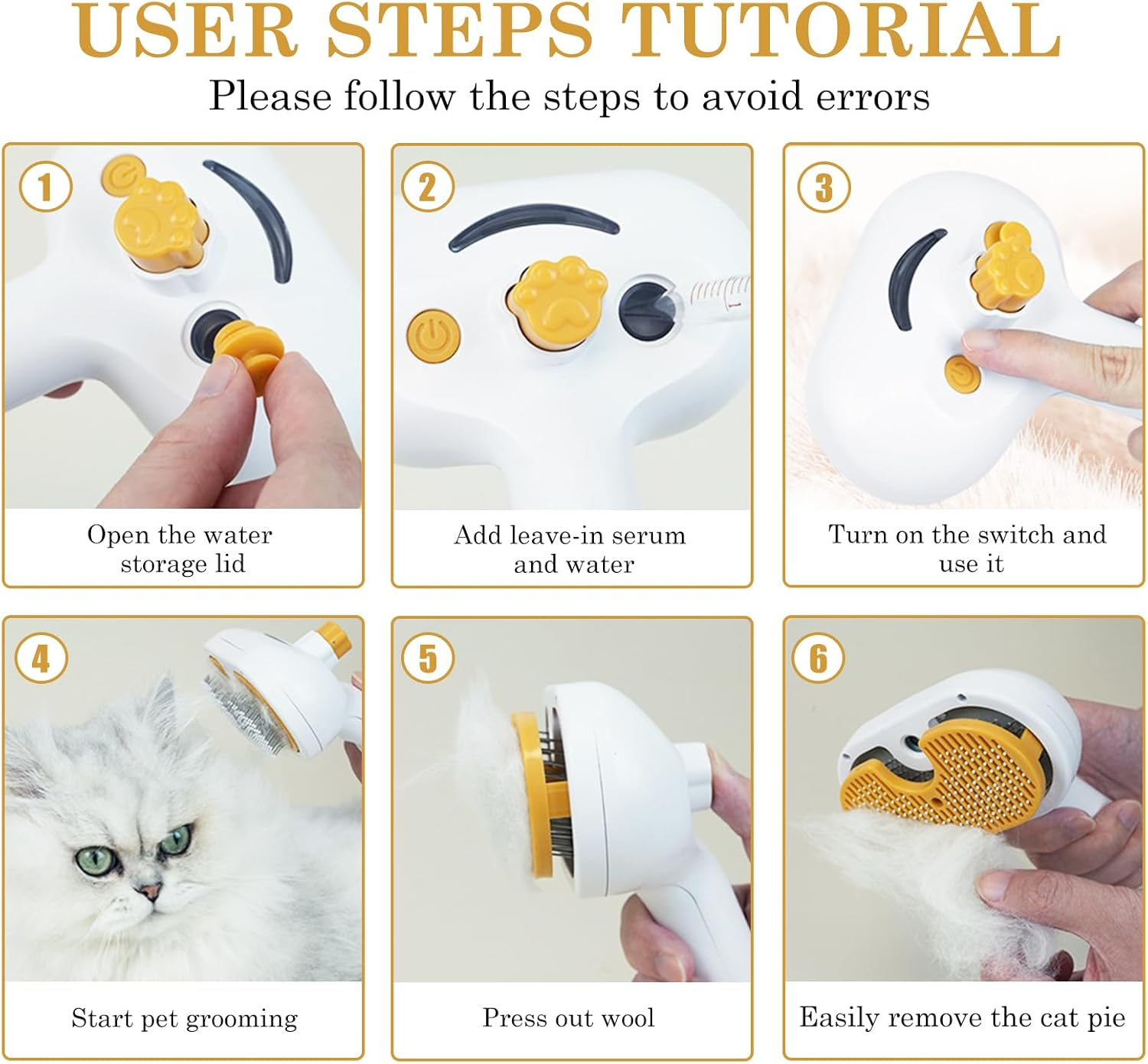 Spray Comb for Cats Hairy Cats: WIYETY Cat Brush with Steam Spray, Dog Brush with Water Tank, Pet Spray Hair Comb, Cat Grooming Brush, Clean Pet Hair Brushes for Dogs and Cats image number 3