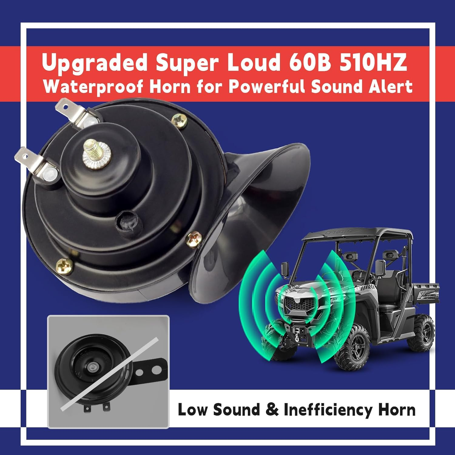 Universal ATV UTV SXS Turn Signal Street Legal Blinker Kit with 110DB Horn Reverse Hazard Light Rocker Switch USB Flasher Relay Compatible with Polaris RZR Ranger Xp Turbo Can-Am Kawasaki Golf Cart image number 1