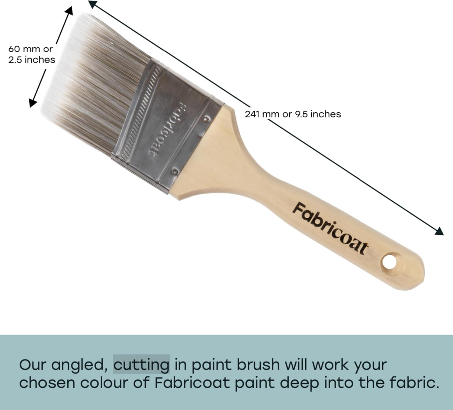 60Mm / 2.5 Inch Fabricoat Paintbrush &ndash; Angled Cutting in Paint Brush - Firm Bristled Brush with Wooden Handle - Use to Apply Fabricoat Fabric Paint image number 3