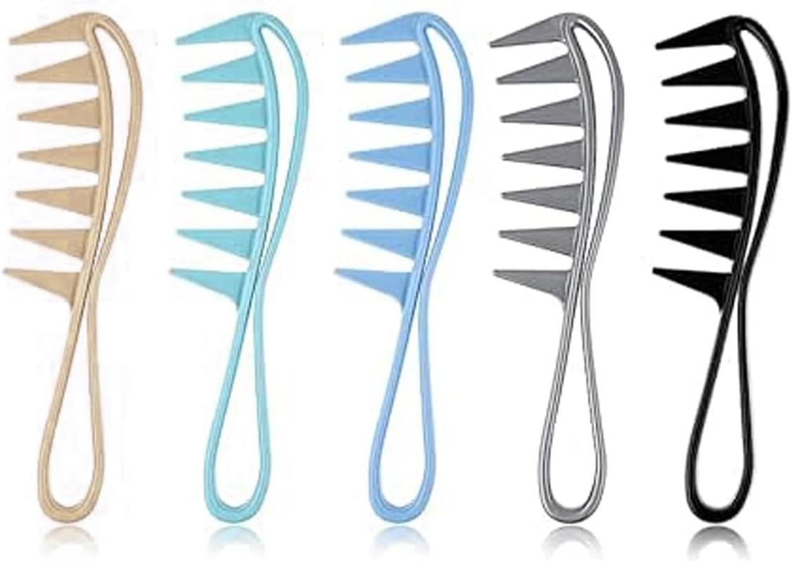 Visxcnu Pack of 5 Wide Teeth Combs Salon Large Combs Comb with Wide Teeth for Curly Hair Afro Comb Curling Comb Hairdressing for Detangling Hair Shower Comb Hairstyle Tool for Hairdressing Salon
