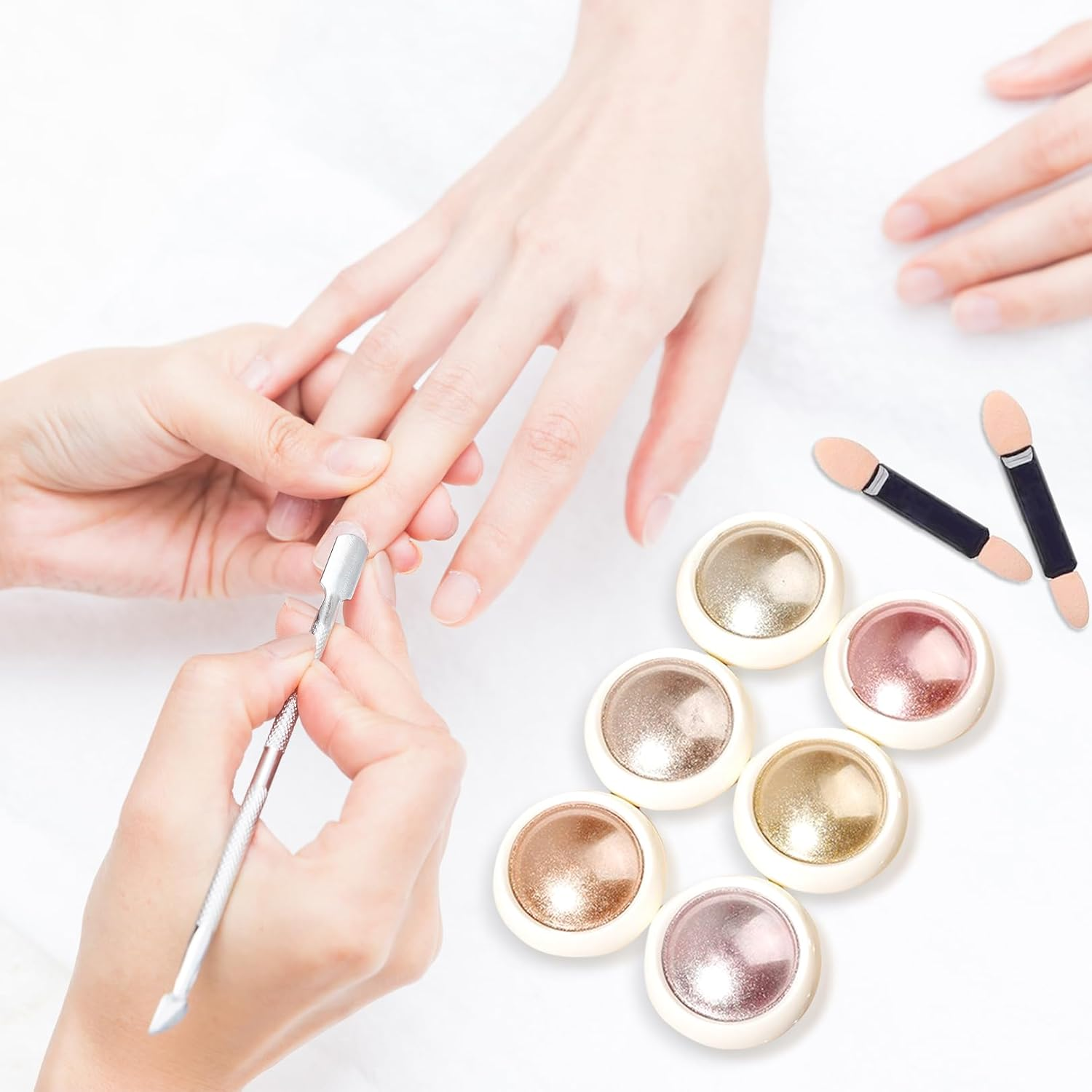 6 Pcs Chrome Nail Powder,Metallic Holo Nail Chrome Powder,Ose Gold Chrome Nail Powder Metal Nail Art Powder for Decorative Furniture,Phone Cases,Glasses Frames,Nails DIY and Other Art