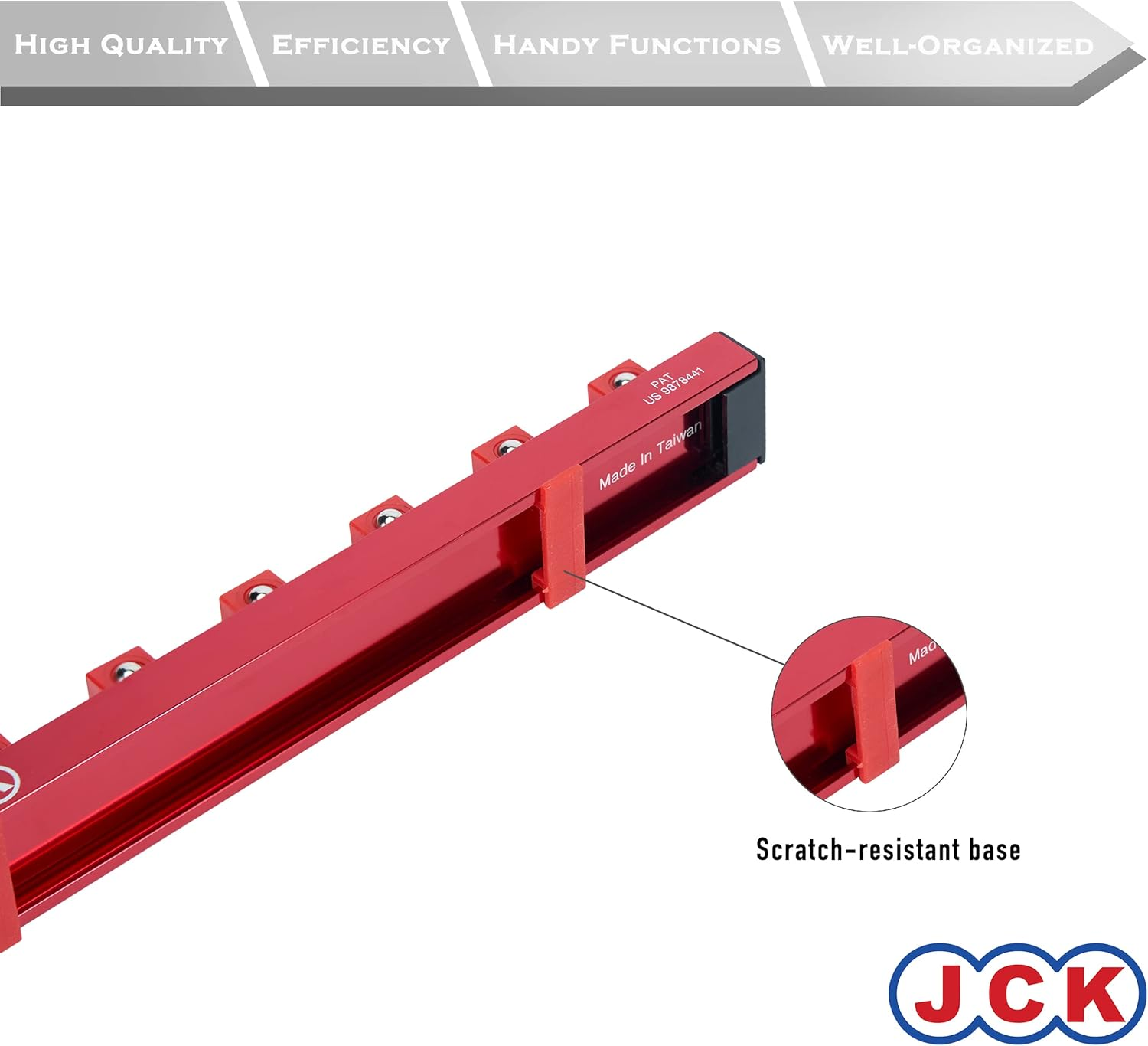JCK Professional Quality Aluminum Socket Organizer (1/2" Socket) with Special Designed Strip & 360 Degree Rotary Positioning Studs Red for Metric/Imperial Tool Organizer Secure Socket Storage Toolbox image number 4