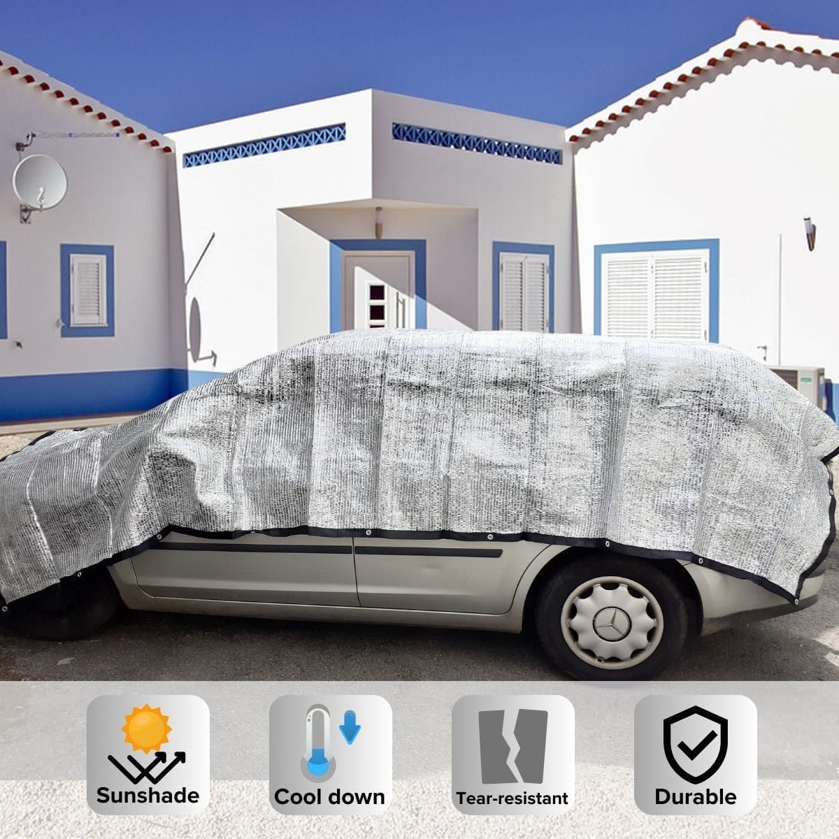 Begrit 75% Reflective Aluminet Sun Shade Cloth Mesh with Grommets Sunshade Garden Cover 2X2M image number 5