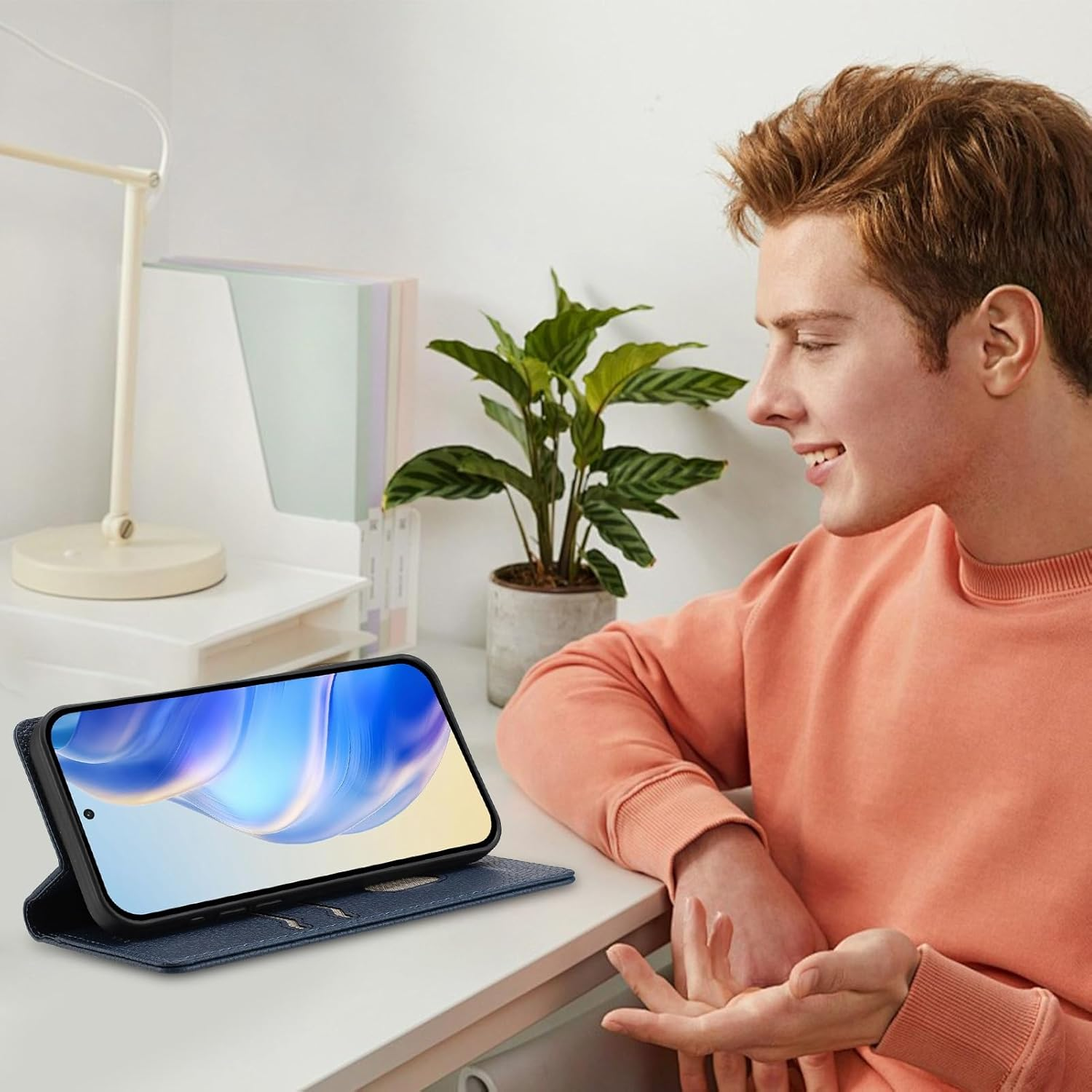 XINYEXIN Leather Case for Xiaomi 15T 5G, PU Leather Flip Case with Card Slot, Stand, Magnetic Folio Mobile Phone Protective Case - Dark Blue image number 3