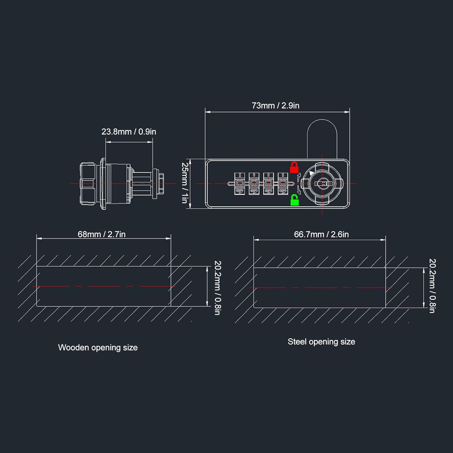 4 Digit Mechanical Code Digital Combination Lock, Password Safety Drawer Shoe File Cabinet Lock, Password Entry Cam Lock
