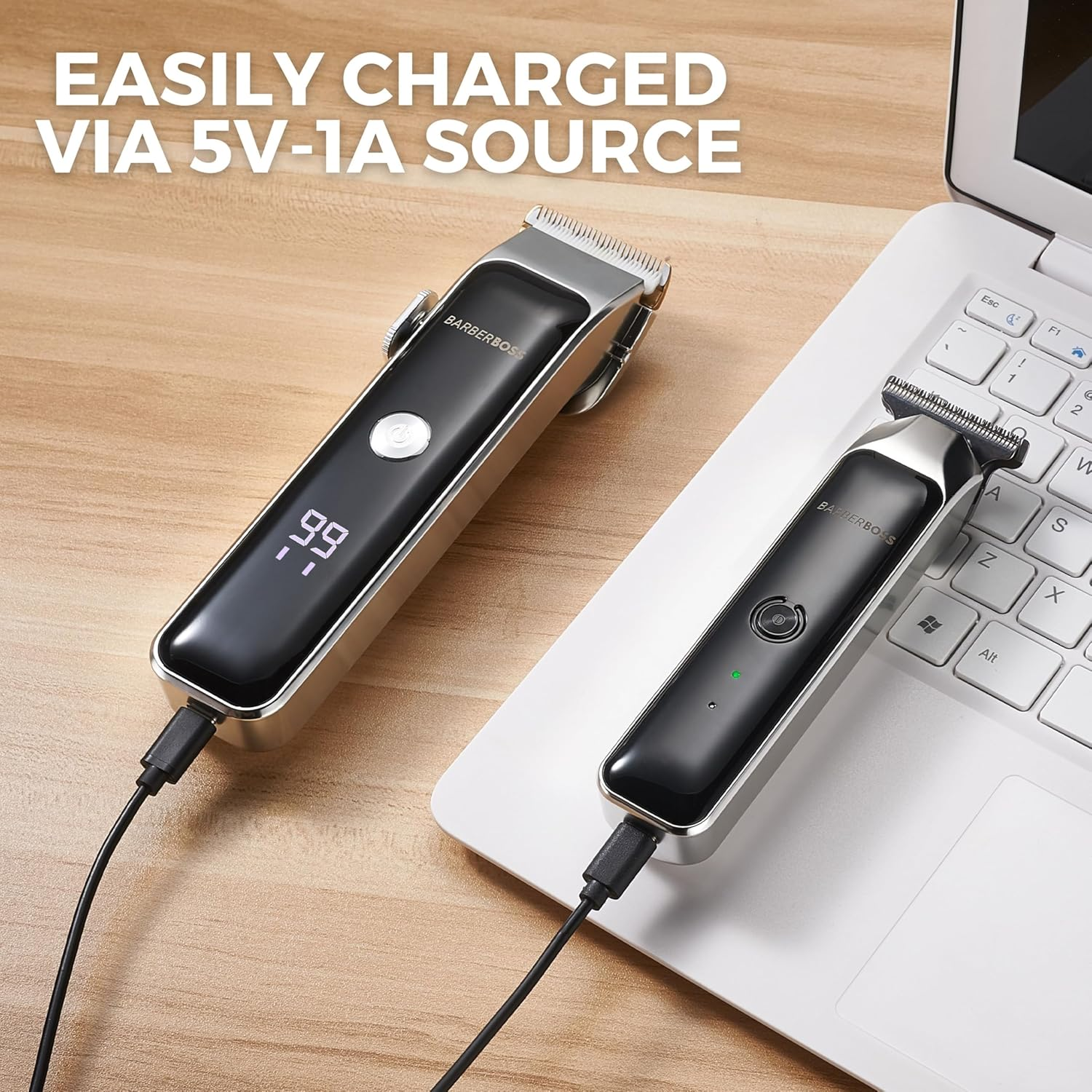 Barberboss Hair Clipper for Men, Cordless Beard Groomer with 7 Combs, Adjustable Length Dial, Dual Speed Settings, USB Charging & Ceramic Blades