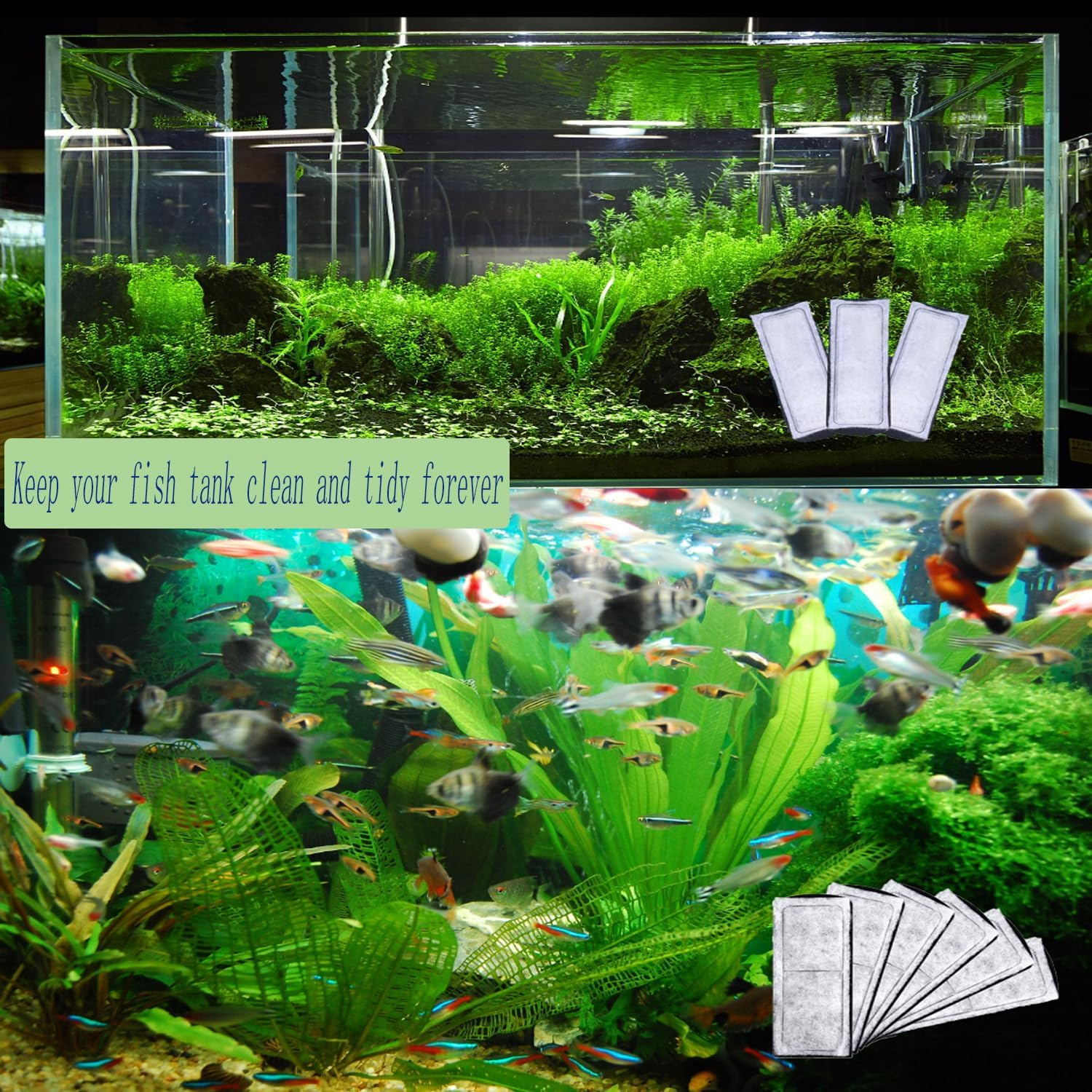 Hysgscwd 10 Pcs Fish Tank Filter Cartridge, Aquarium Filter Cotton Replacement, Wall Mounted Filter Accessories Box Carbon Supplies, Hang on Filter Cartridge, Filter Tank Cotton Core Filter Plate