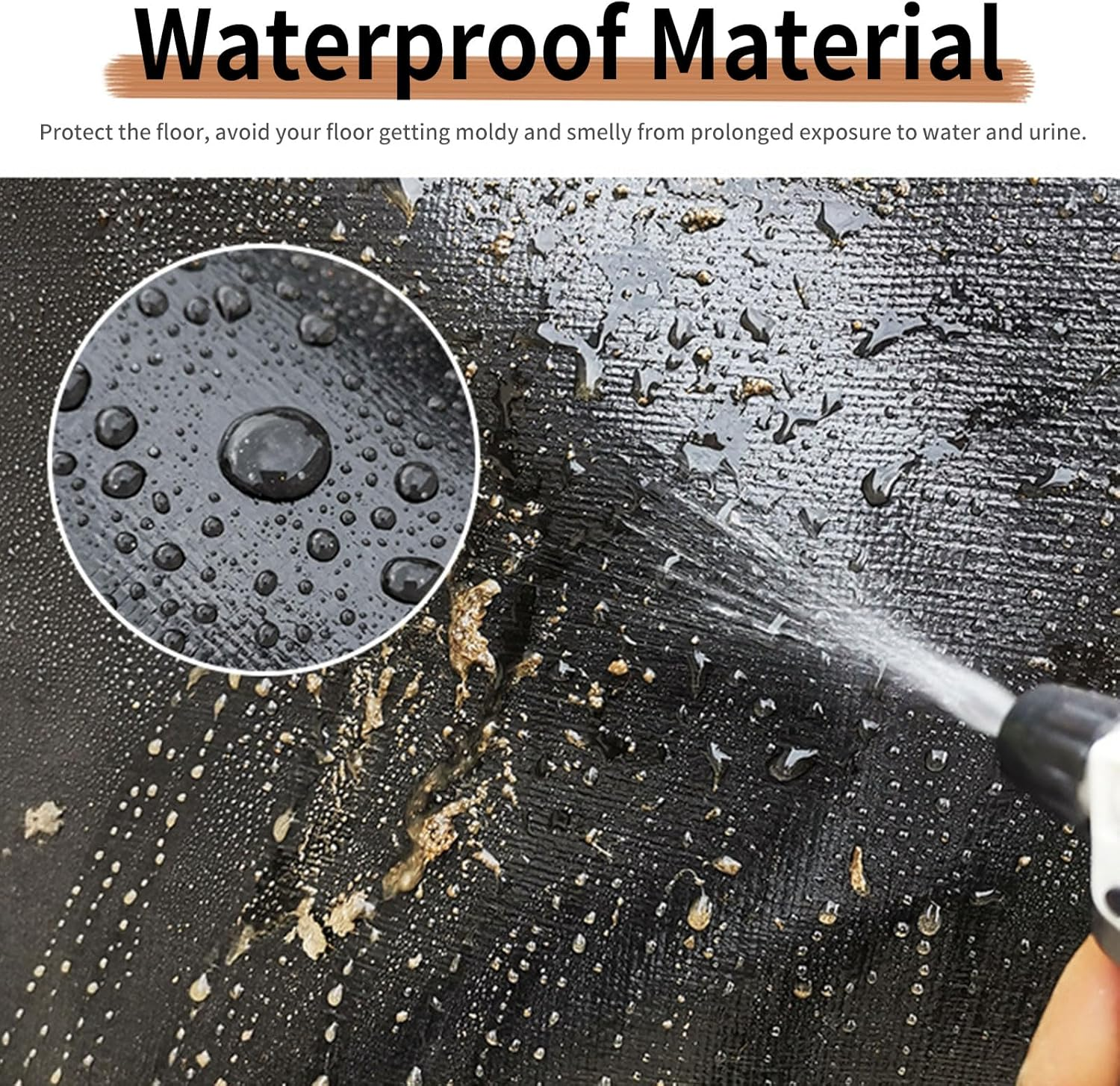 Oncpcare Waterproof Pet Playpen Mat 150X100Cm Guinea Pig Cage Liner Tarp Bottom Reusable Base for Rabbits, Bunny, Ferrets and Other Small Animals (Black)