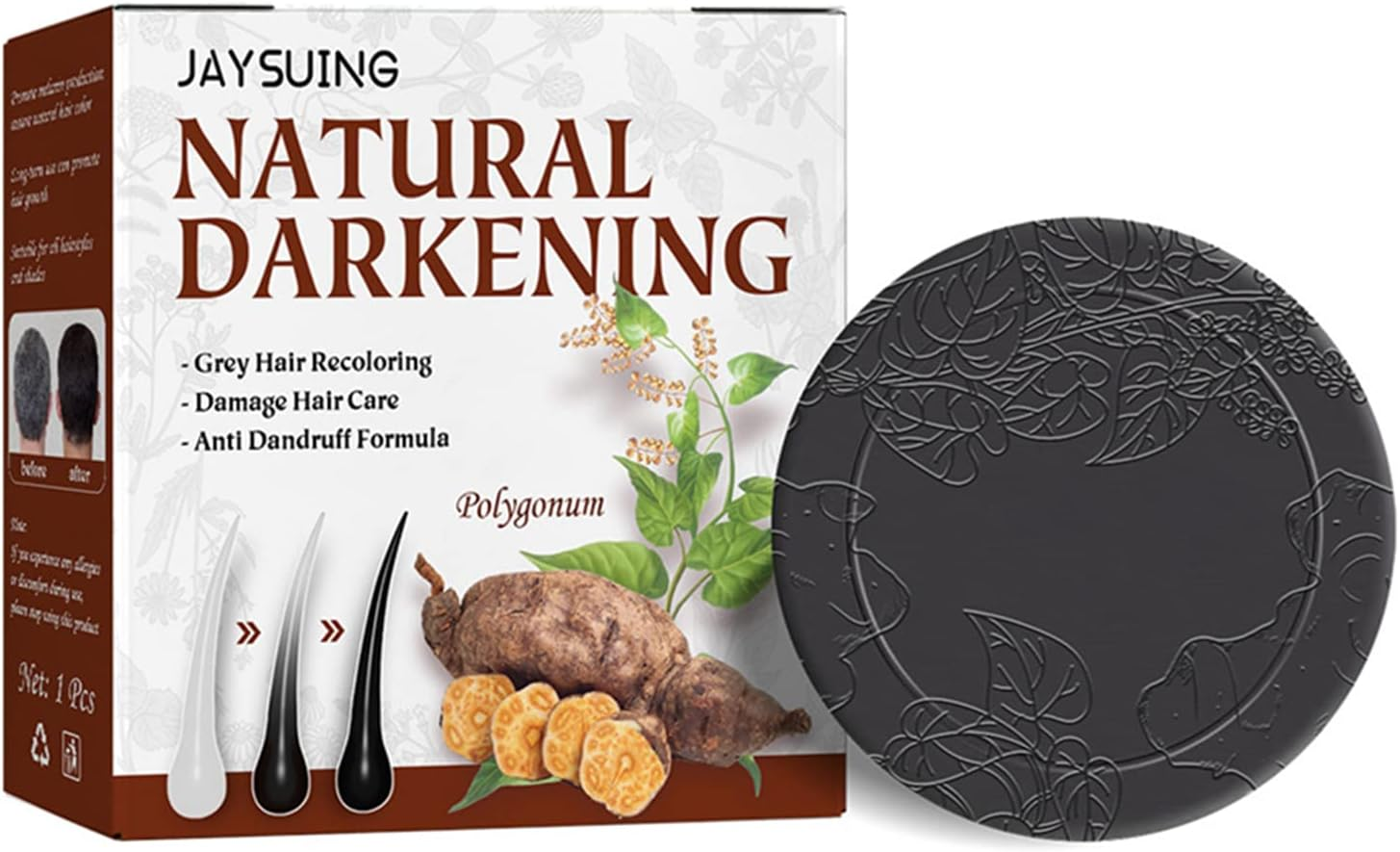 MEIZHAUNG Polygonum Multiflorum Shampoo Bar - Natural Darkening Grey Hair Recoloring, Damage Repair, Nourishing, Reduces Hair Loss, Scalding & Dyeing Repair image number 3