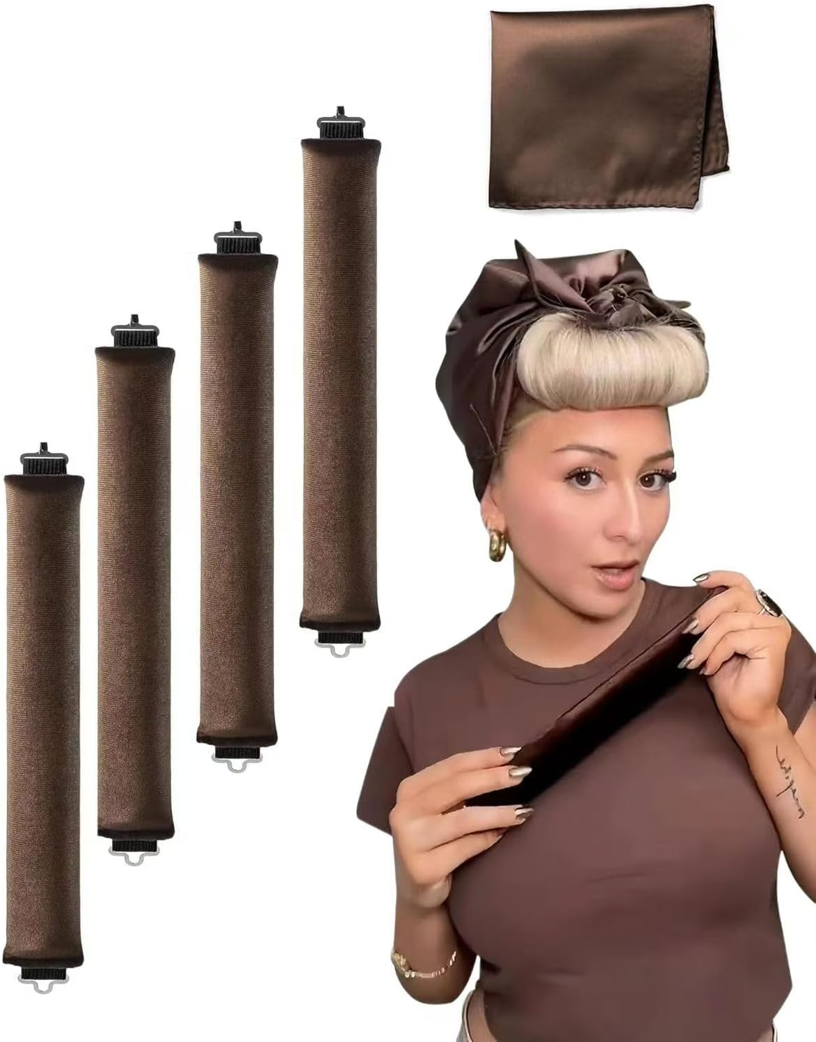 Migugaga Heatless Hair Curler to Sleep Heatless Curls Overnight Blowout Rods Headband No Heat Curlers Curling Set, Jumbo Rods Foam Hair Rollers for Fine Thin Hair Big Curls Styling Tools