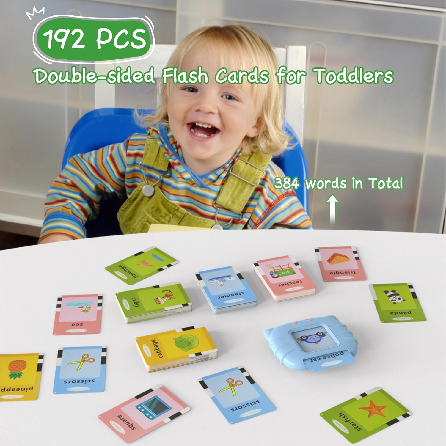 Zspeed Flash Cards Learning Toys, Audible Educational Toys Sight Cards for Toddlers Gift, Kids Word Card with Reading Function, Toddler Toys for 1-6 Years Old Boys and Girls (Blue Cat 192 Cards) image number 2