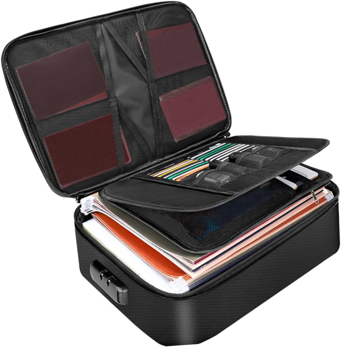 TOGEVAL Fireproof Waterproof File Bag Document Bag for Office Travel School Large Capacity Storage Organizer image number 2