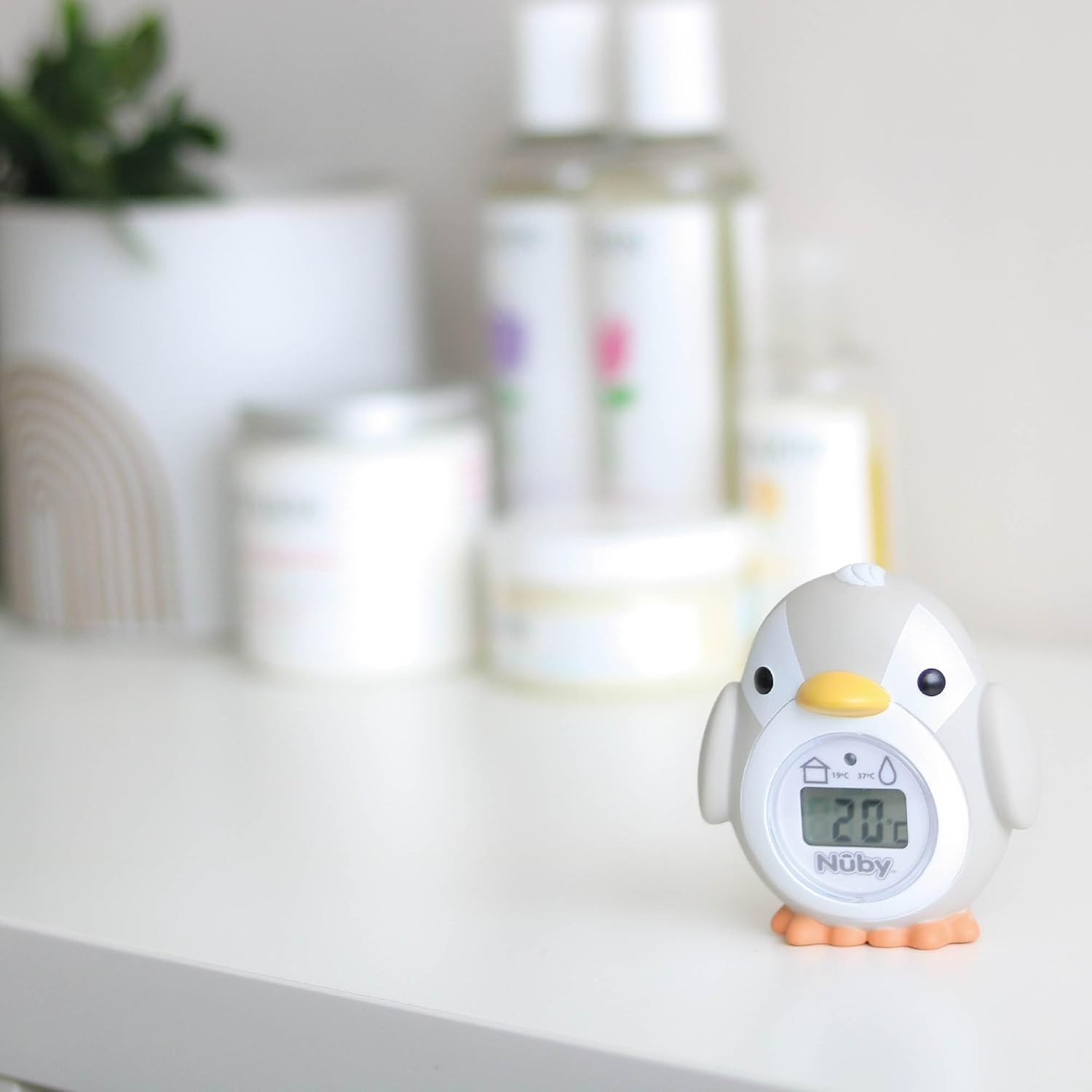 Nuby - Penguin Shaped Baby Bath Digital Thermometer - Easy to Read Screen - BPA Free - Gray - Suitable from 0 Months image number 2