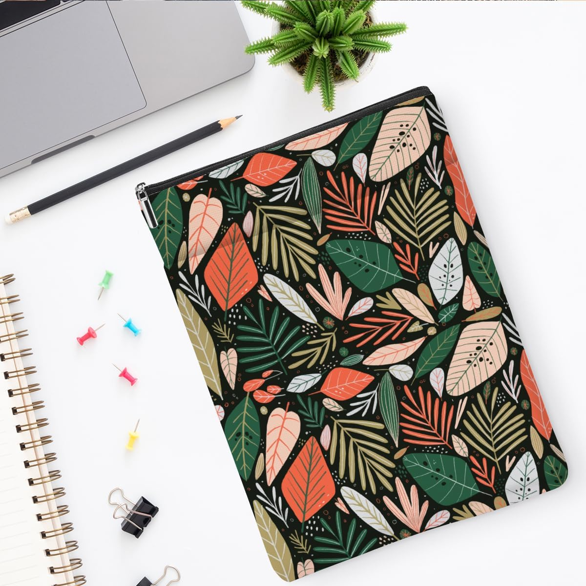 Jeilink Book Sleeve Book Protector Book Pouch Book Lovers Gifts Bookish Gifts Book Cover with Zipper for Hardcover Paperback Washable Leaves Printed Gift Bag for Women Mom Grandma Birthday, Bookcover image number 6