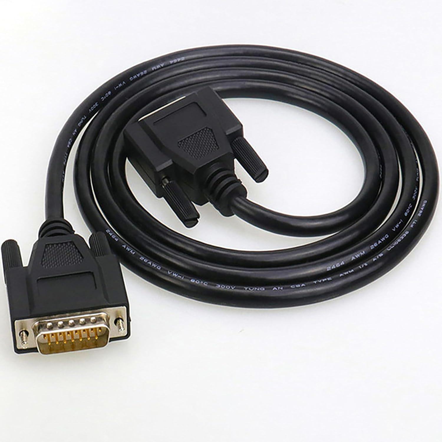 Tunghey DB15 Cabel Male to Female Double Shielded,Db 15 Extension Cable Black, 26Awg Tinned Copper D-SUB 15 Pin Straight through Cord for C-NC, U-PS, PL-C, Ser-Vo Driver. (0.5M) image number 2