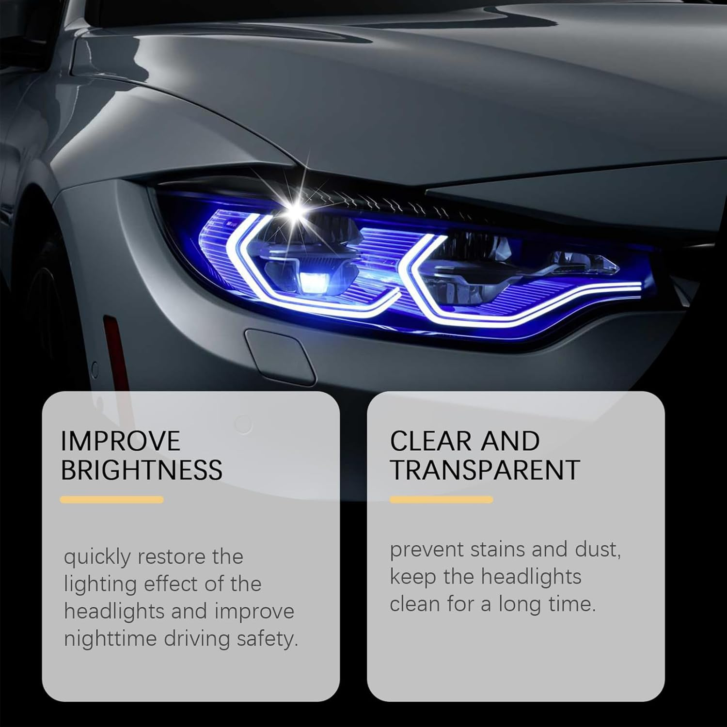 Rissunkv Car Headlight Cleaner,Headlamp Care Agent for Vehicle - 4-In-1 Waterproof Gentle Headlight Restoration Agent for Vehicle, Truck, Automotive Lens Repair image number 3