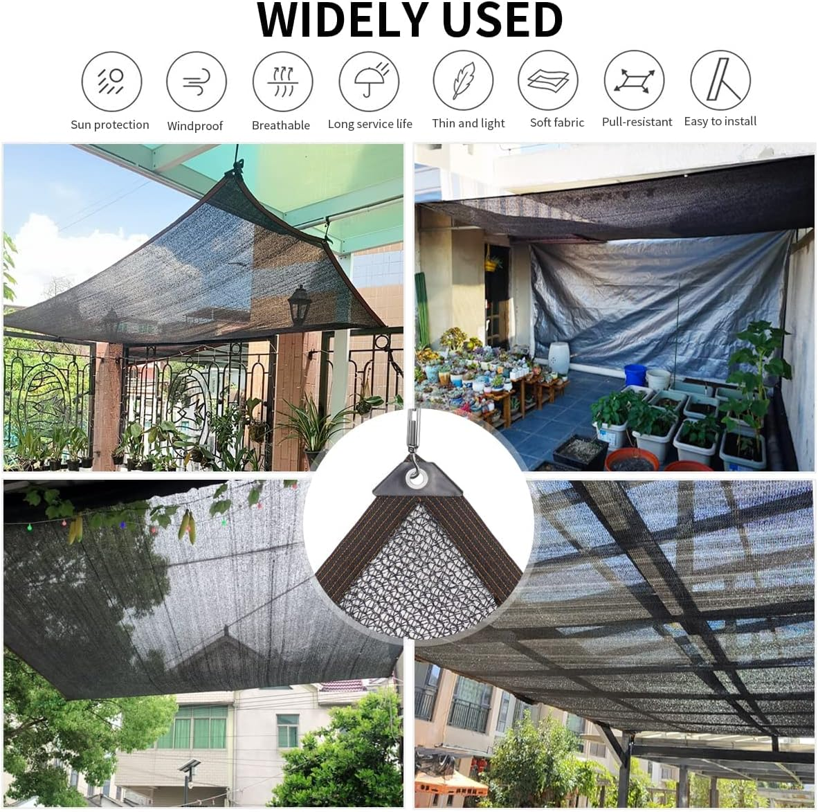 40% Shade Cloth Garden Shade Mesh Net without Grommets - Sun Shade Cover for Pergola, Patio Plants, Greenhouse, Chicken Coop, Outdoor(6.5Ft X 13Ft) image number 4