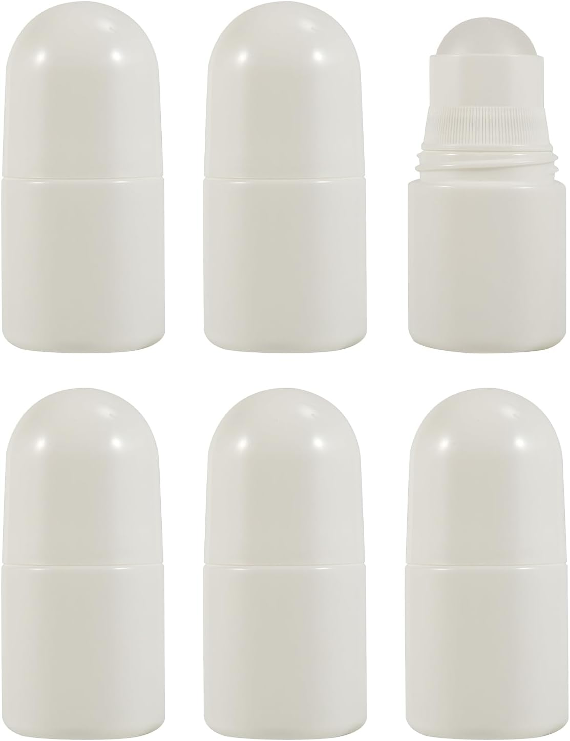 6 Pcs 30Ml/1Oz Empty Refillable Roll on Bottles, Plastic Essential Oil Bottles with Roller Balls, Leak-Proof DIY Perfume & Aromatherapy Containers (White, Thin-Waist Style) image number 4