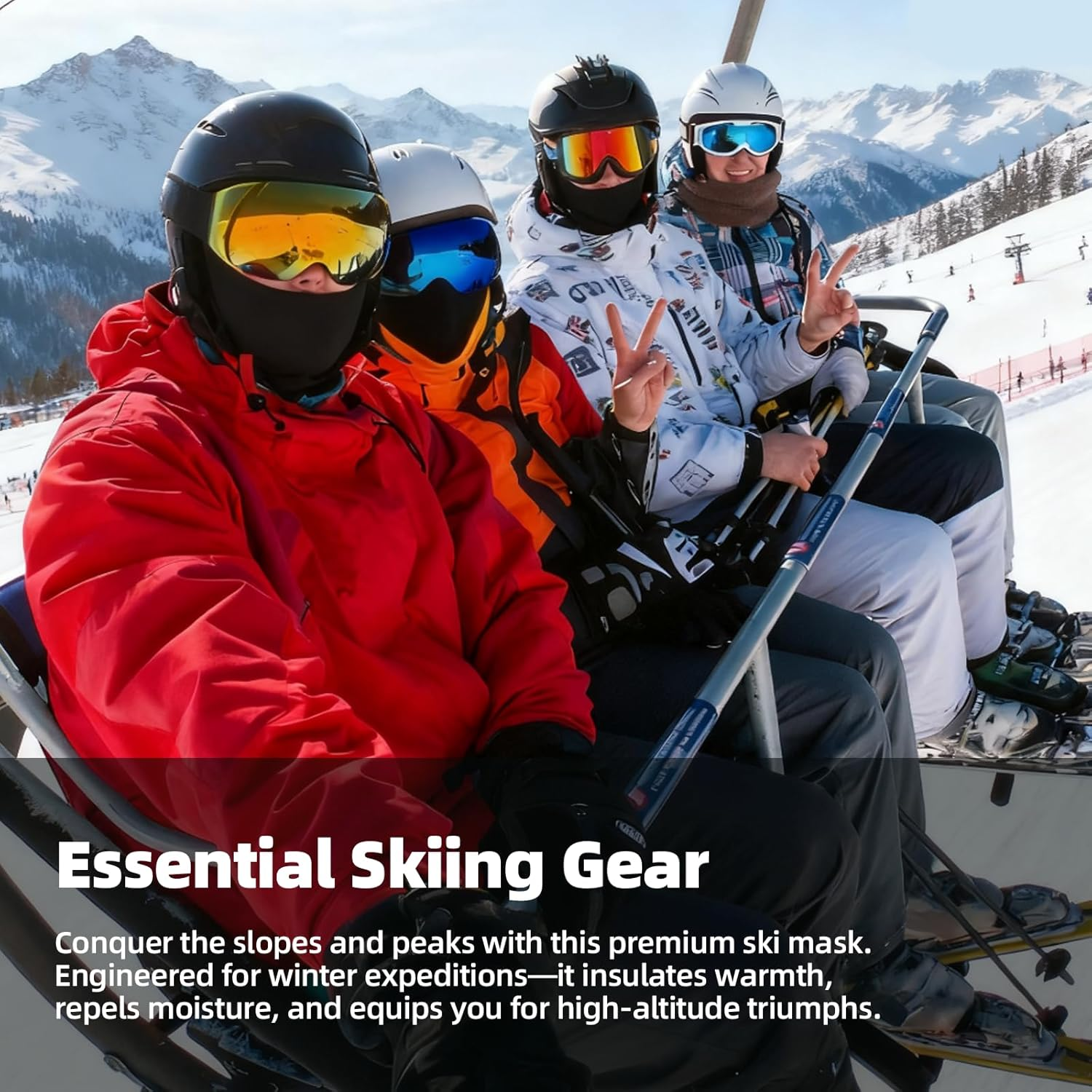 ONBPIY Black Balaclava Ski Mask Men Motorcycle Accessories UV Protection Winter Outdoor Sports image number 3